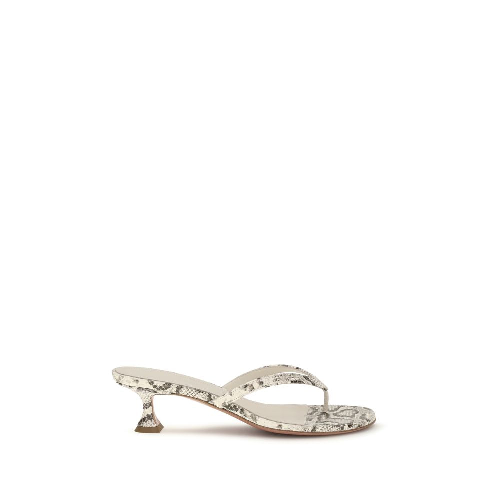 Amina Muaddi Graue Bos Taurus Kalbsleder-Sandalen