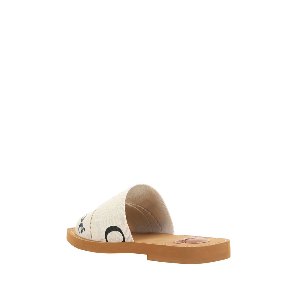 Chloé Weiße flache Sandalen aus Baumwolle