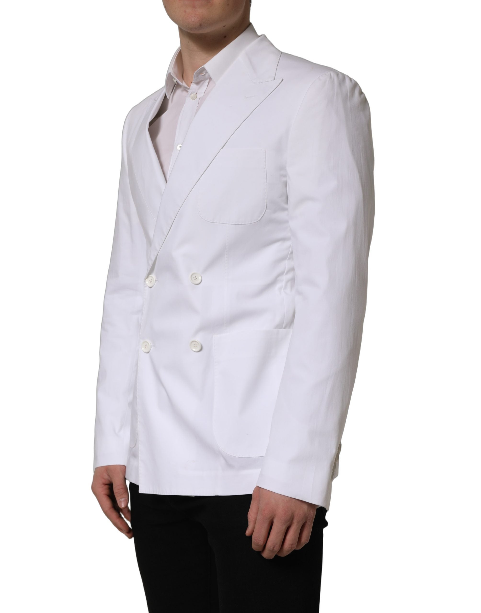 Dolce & Gabbana Weißer Baumwoll-Blazer im Double-Breasted-Stil