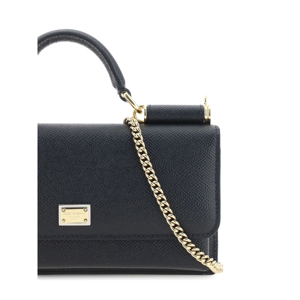 Dolce & Gabbana Schwarze Bos Taurus Kalbsleder Schultertasche