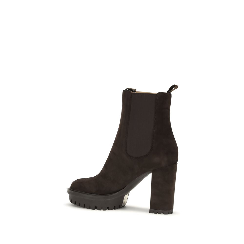 Gianvito Rossi Braune Ankle Boots aus Kalbsleder Bos Taurus