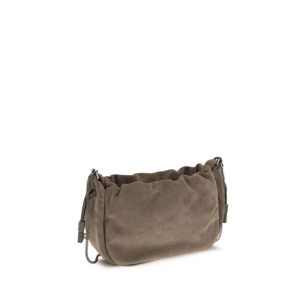 Brunello Cucinelli Braune Kalbsleder Bos Taurus Schultertasche