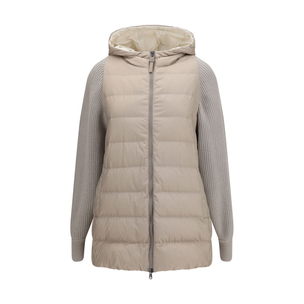 Brunello Cucinelli Graue Polyester-Jacke in voller Länge