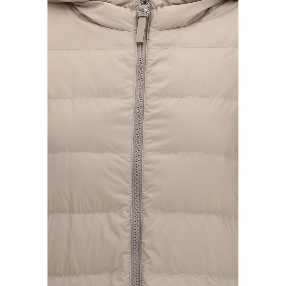 Brunello Cucinelli Graue Polyester-Jacke in voller Länge