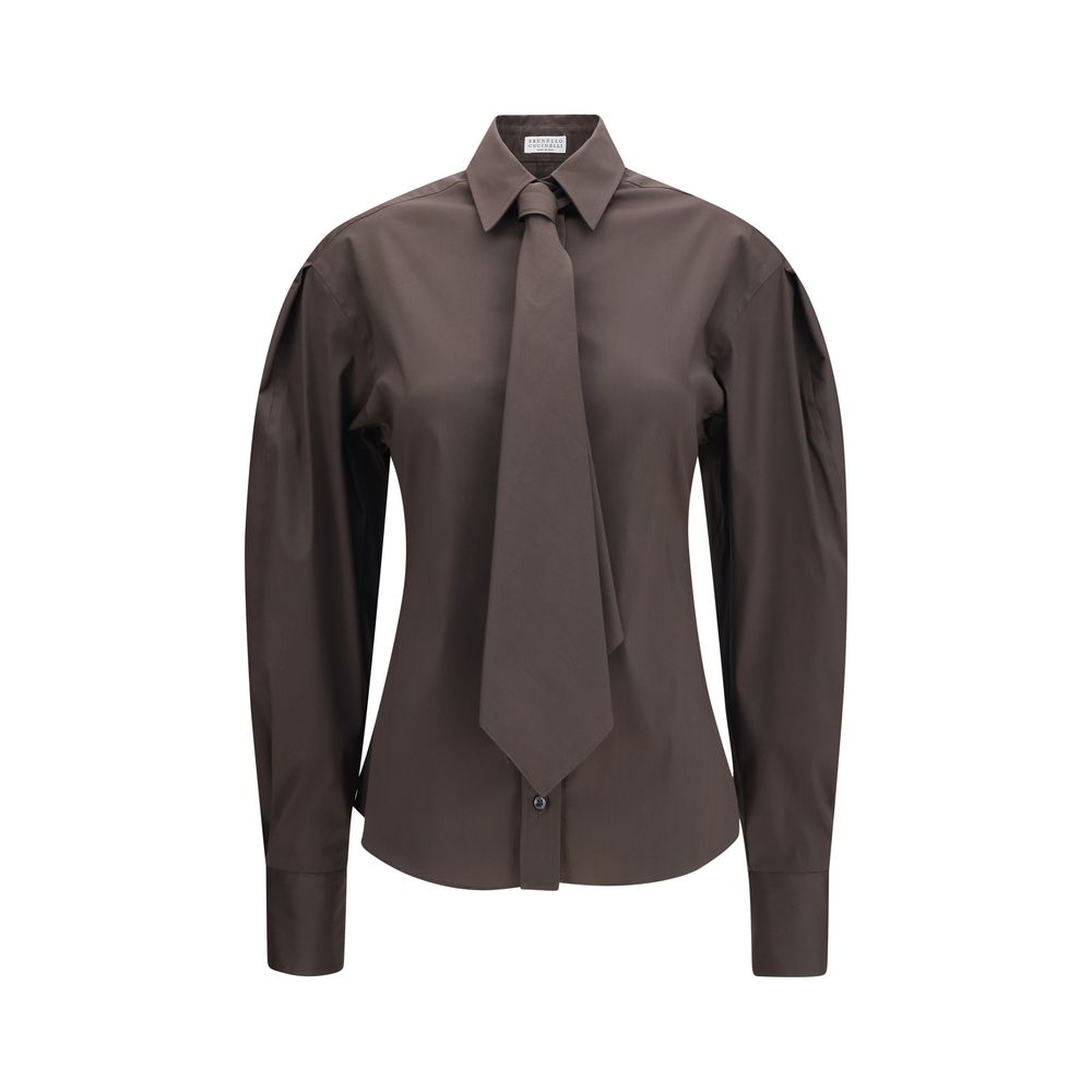 Brunello Cucinelli Braunes Baumwollhemd