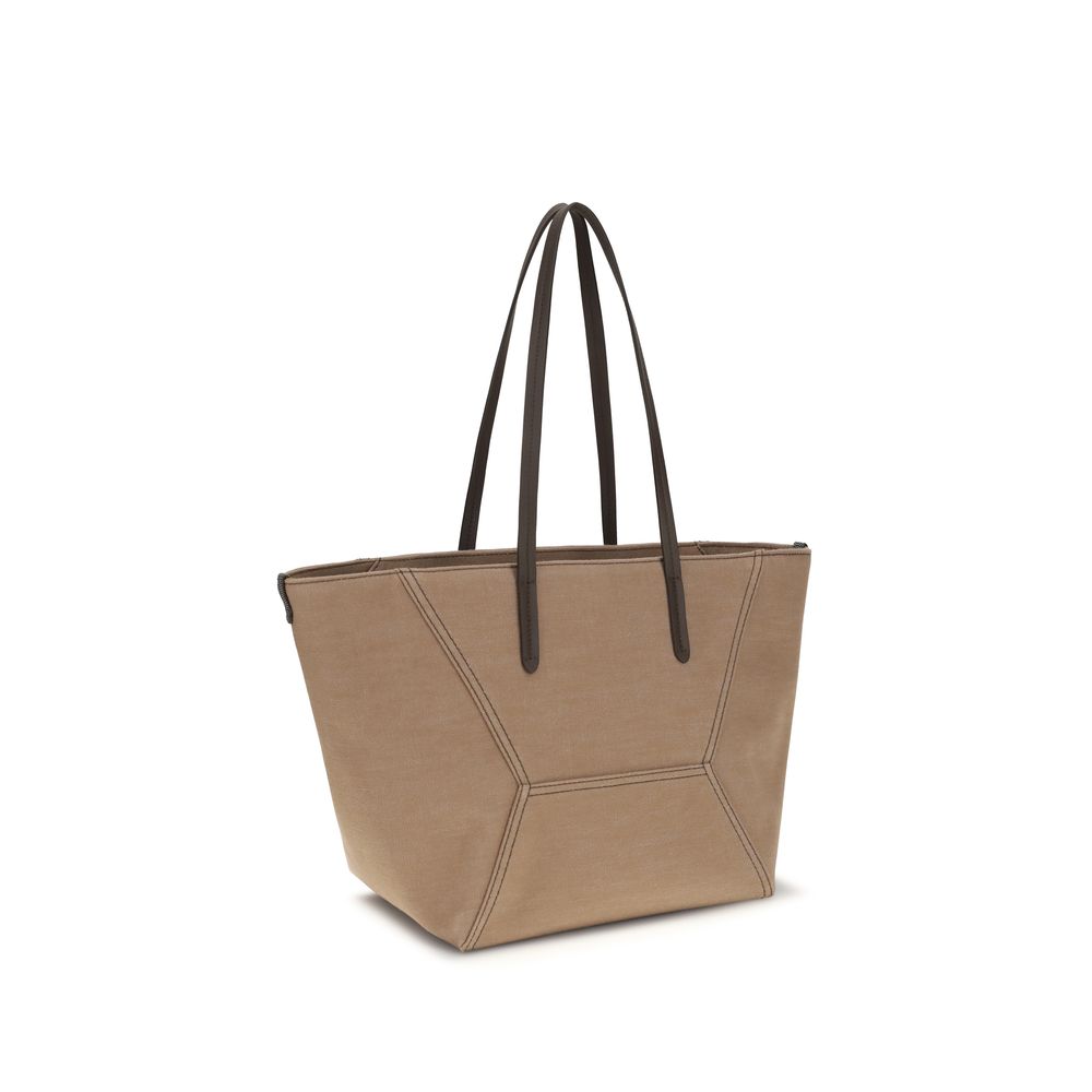 Brunello Cucinelli Beige Cotton Handbag