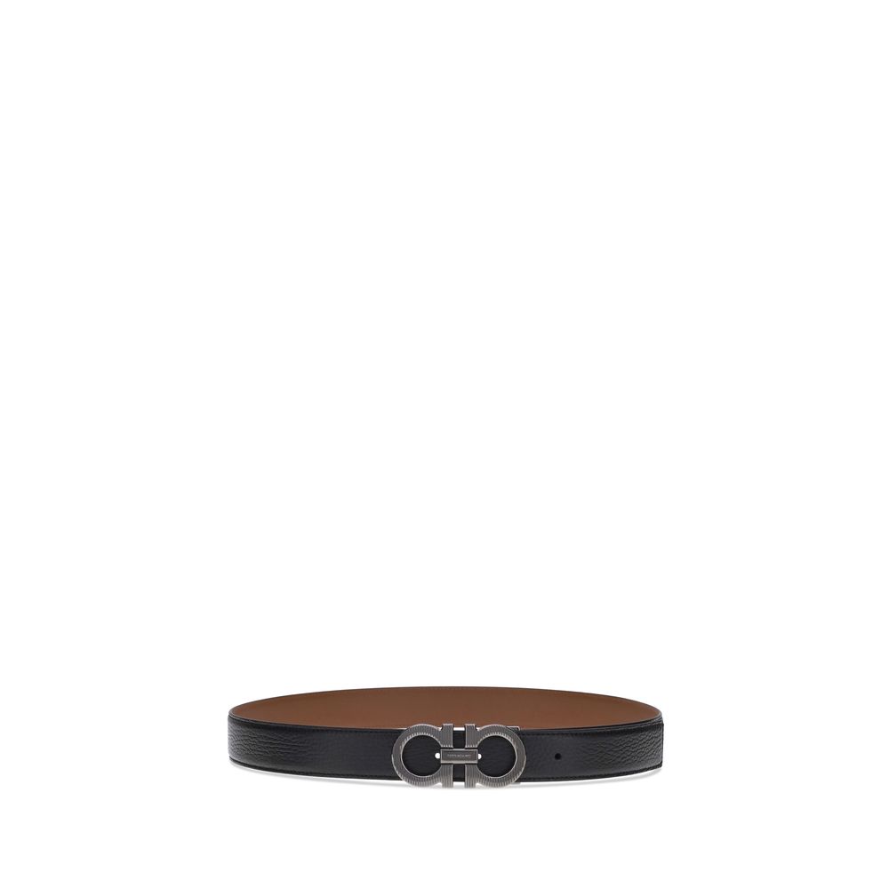 Ferragamo Schwarzer Kalbsleder Bos Taurus Regular Gürtel