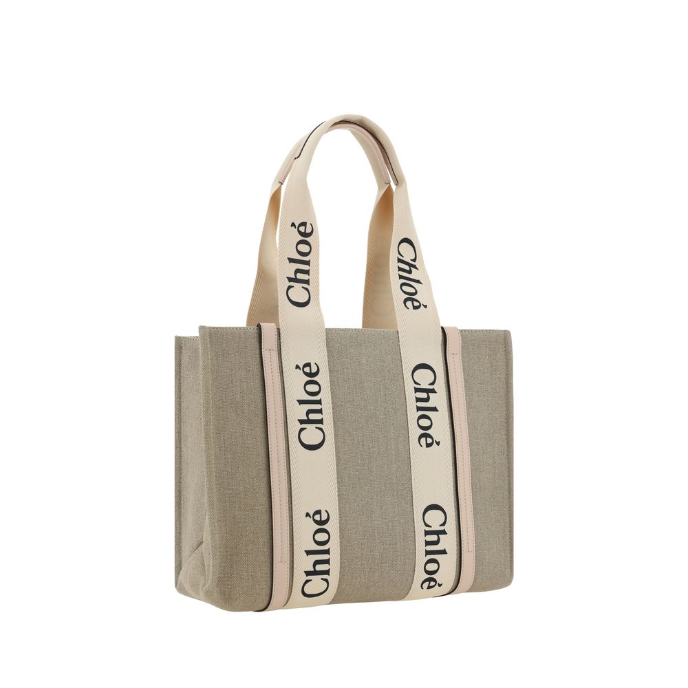 Chloé Beige Leinen Handtasche
