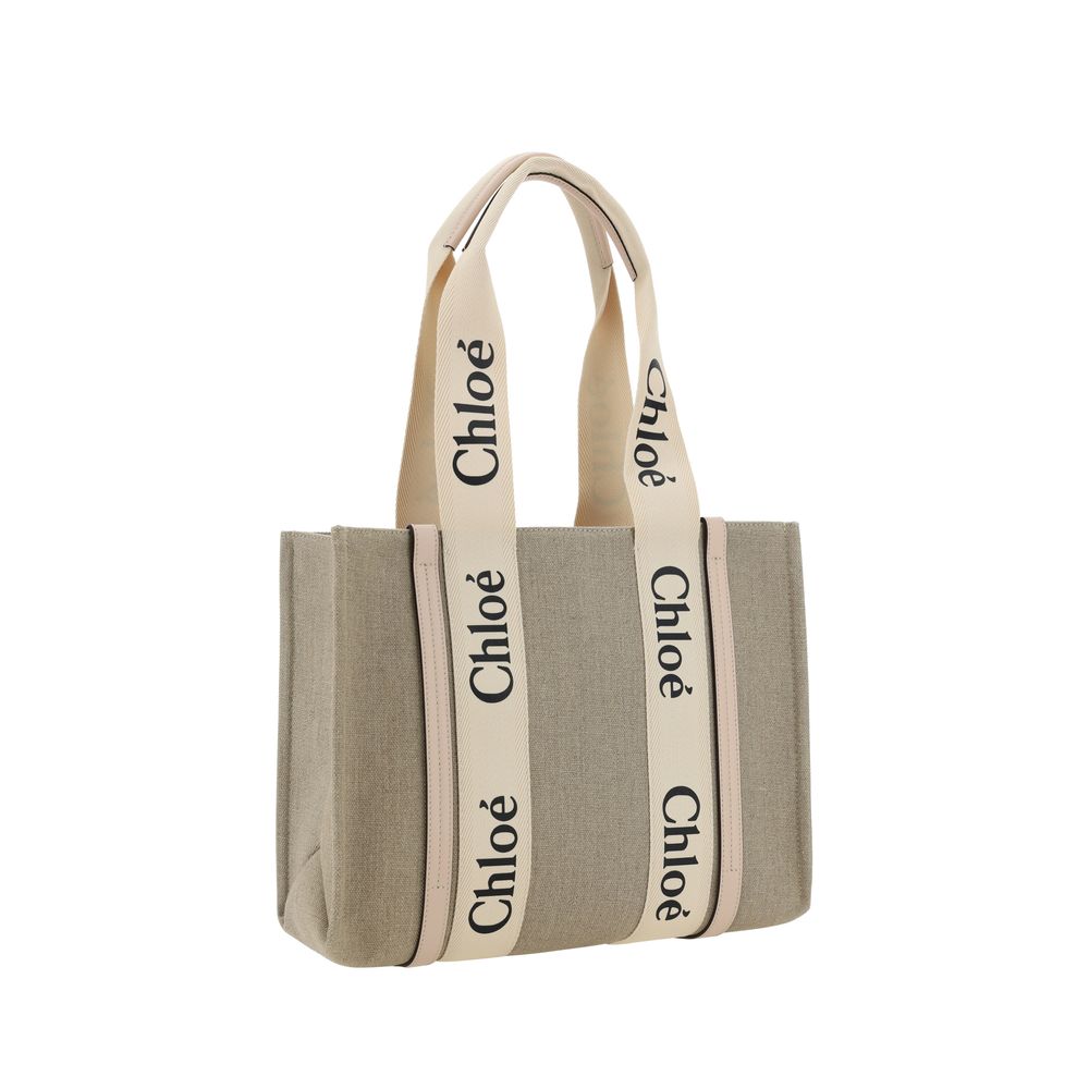 Chloé Beige Leinen Handtasche