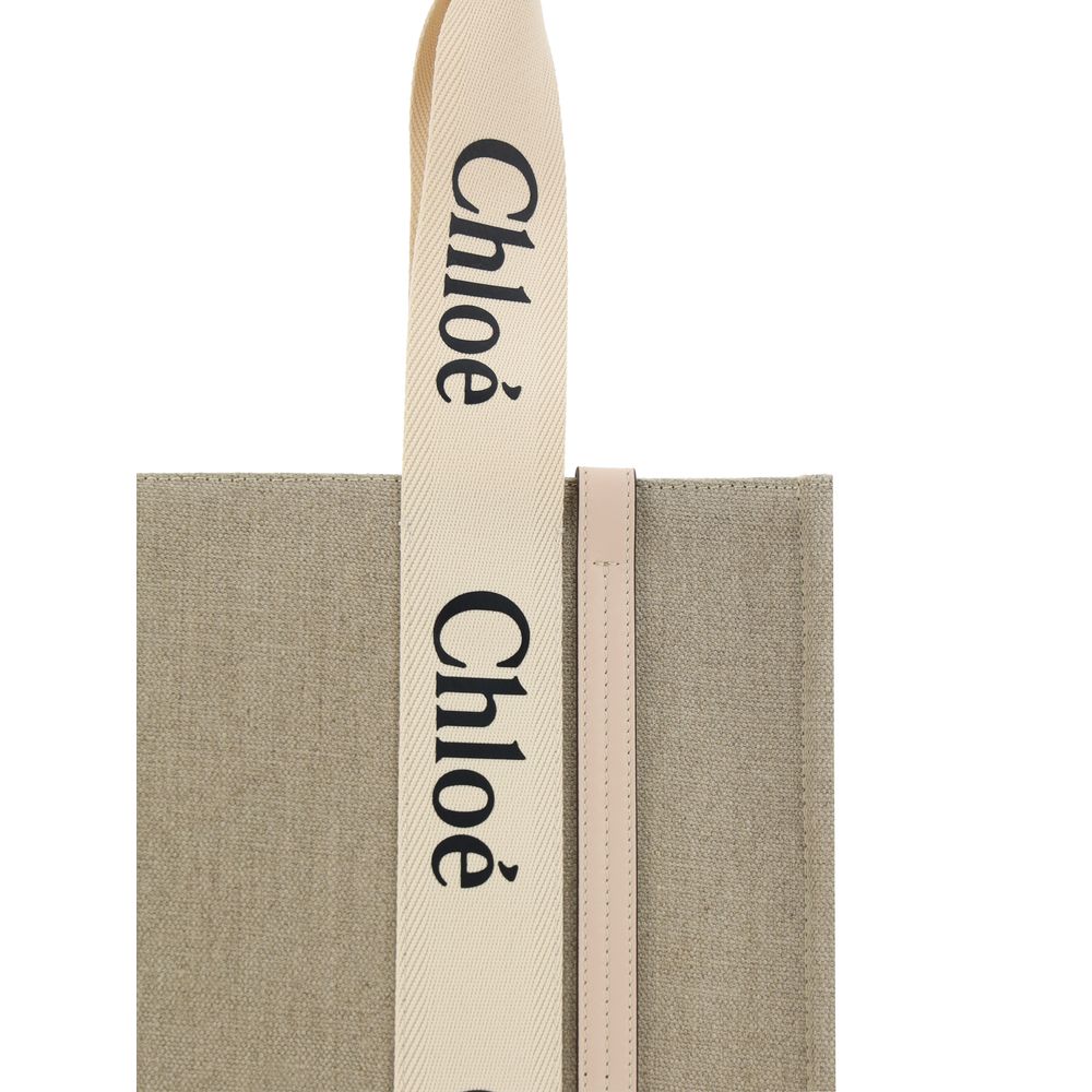 Chloé Beige Leinen Handtasche