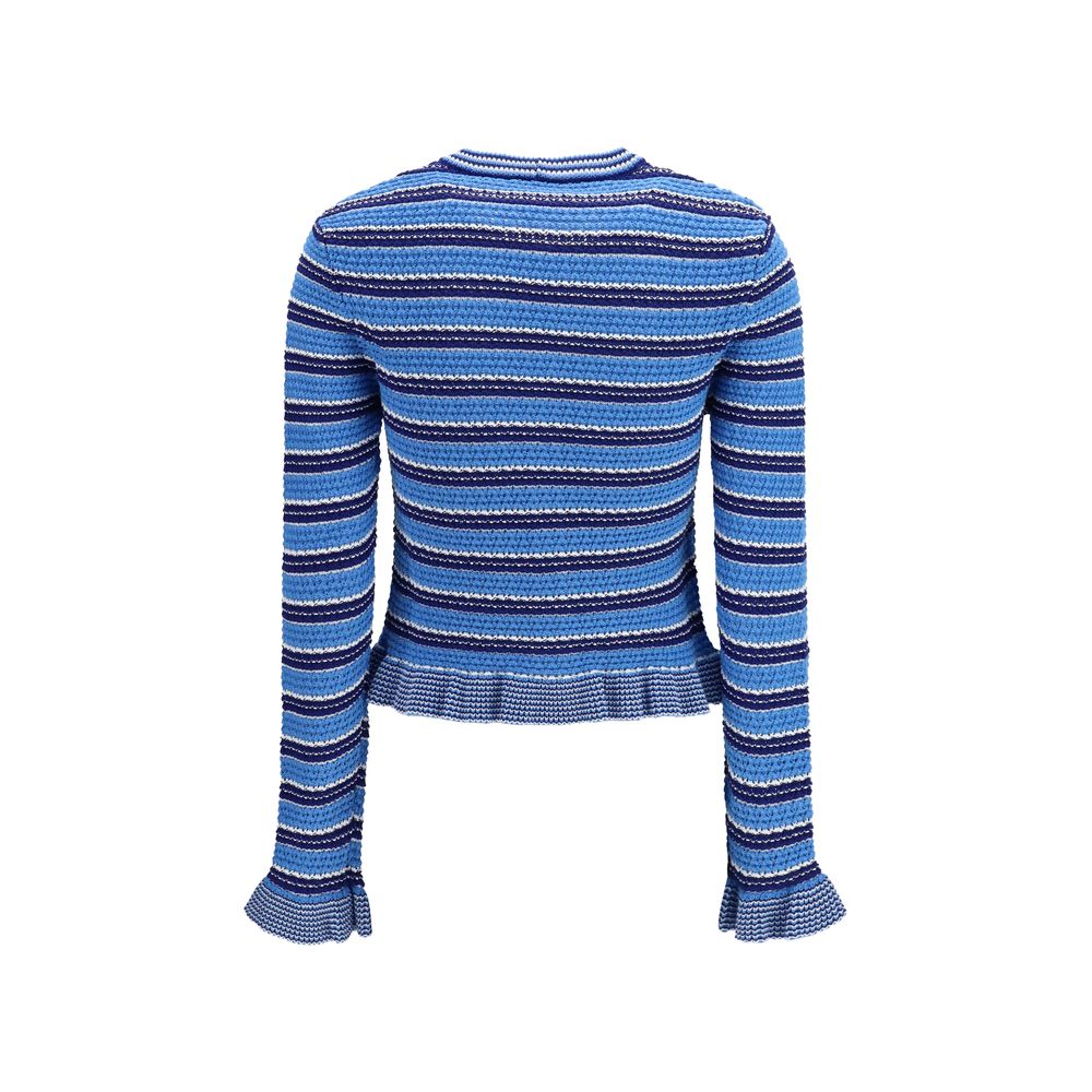 Ganni Blauer Baumwollcardigan