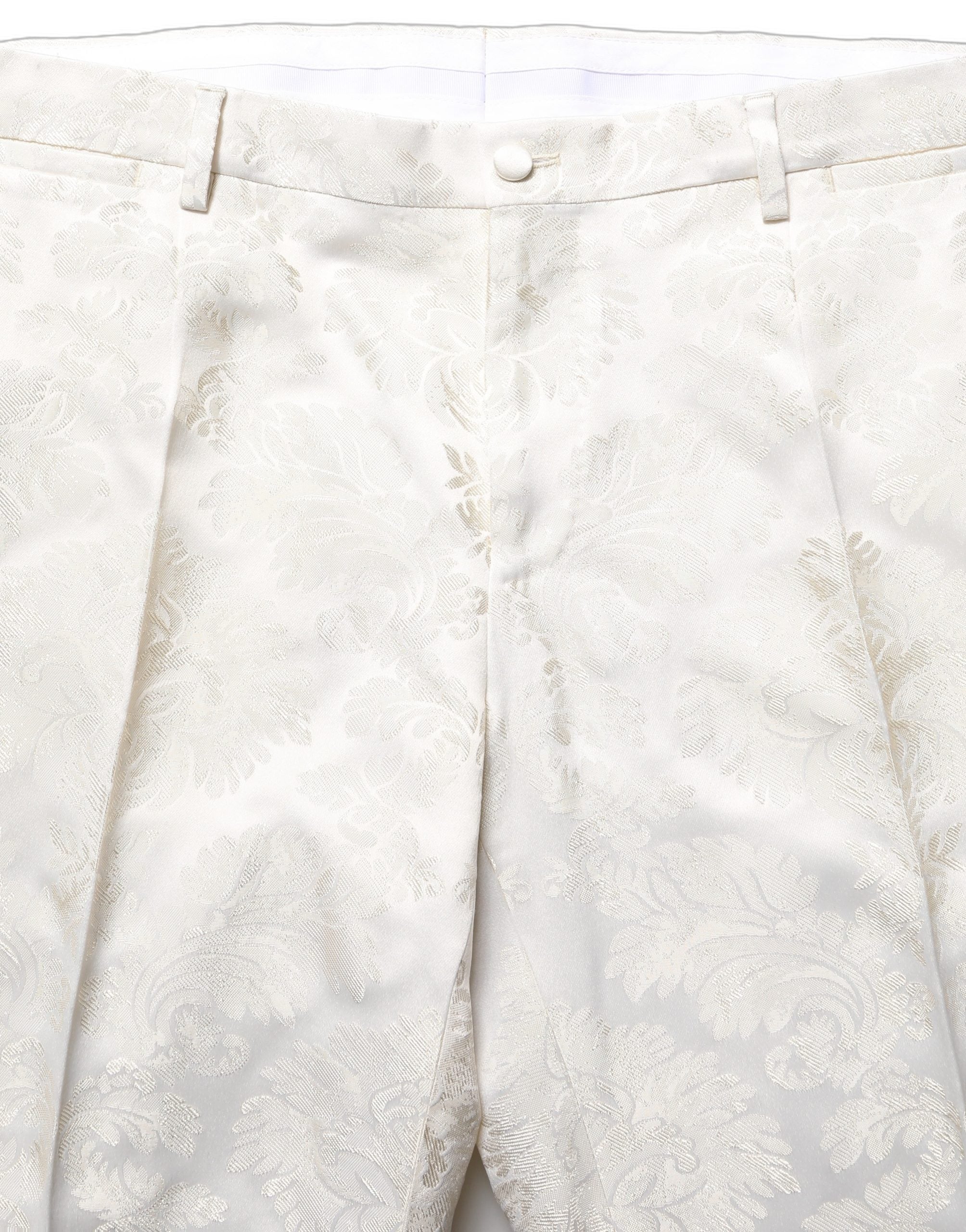 Dolce & Gabbana Weiße Herren-Anzughose mit Blumenmuster