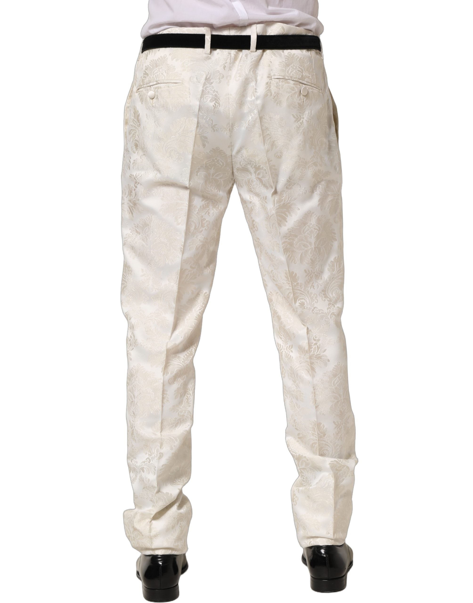 Dolce & Gabbana Weiße Herren-Anzughose mit Blumenmuster