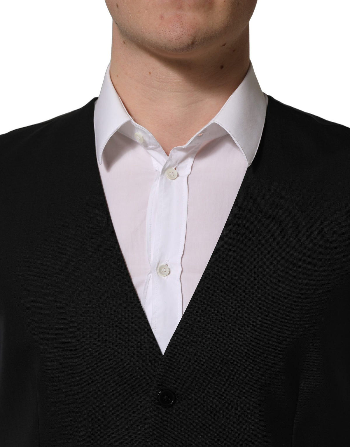 Dolce & Gabbana Schwarze Wollweste mit schmaler Passform