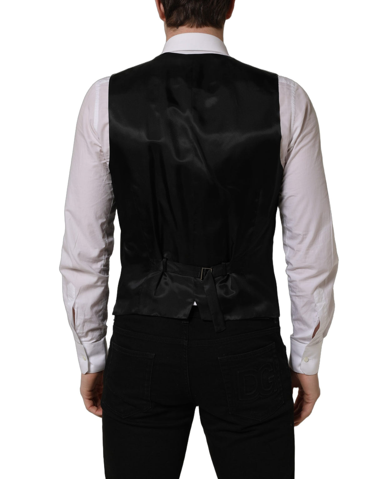 Dolce & Gabbana Schwarze Wollweste mit schmaler Passform