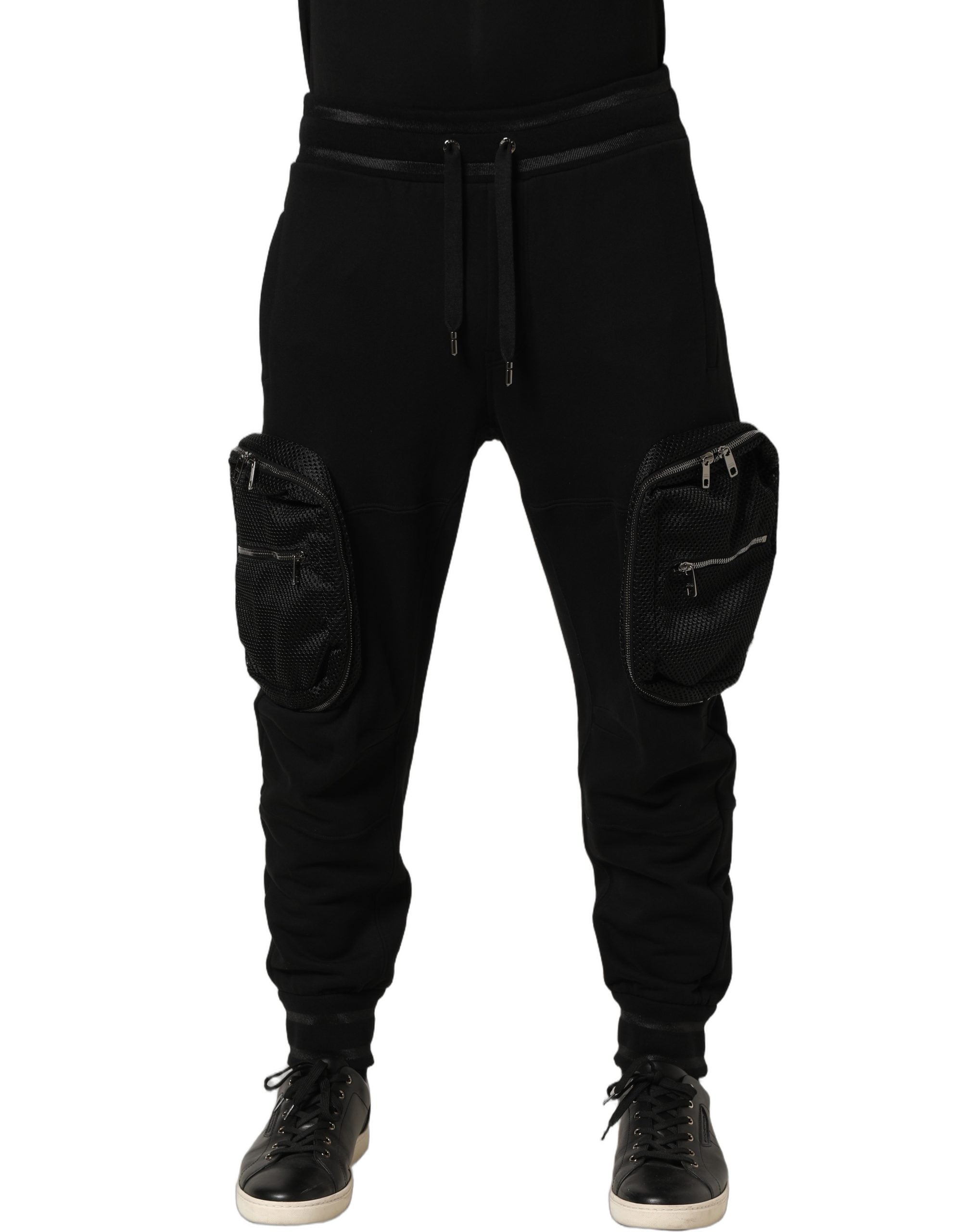 Dolce & Gabbana Schwarze Cargo Jogger Sweatpants mit mittlerer Taille