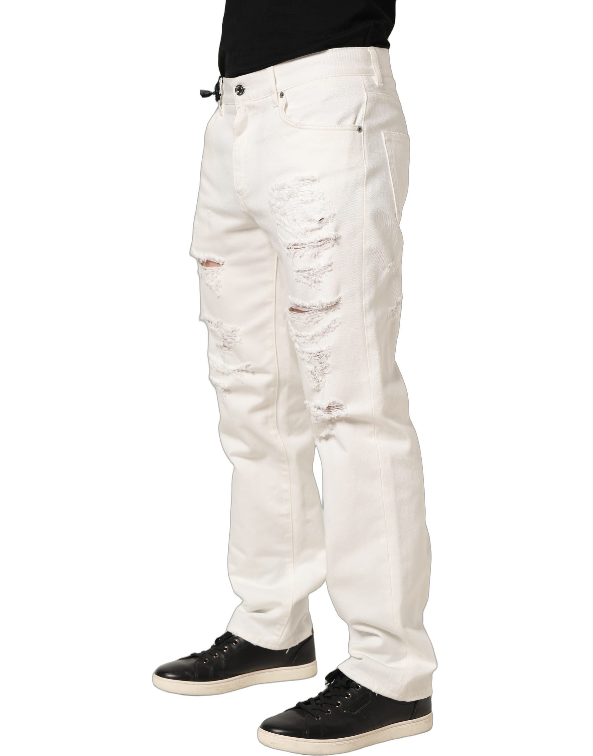 Dolce & Gabbana Weiße gerade Jeans aus Baumwolle mit Used-Look