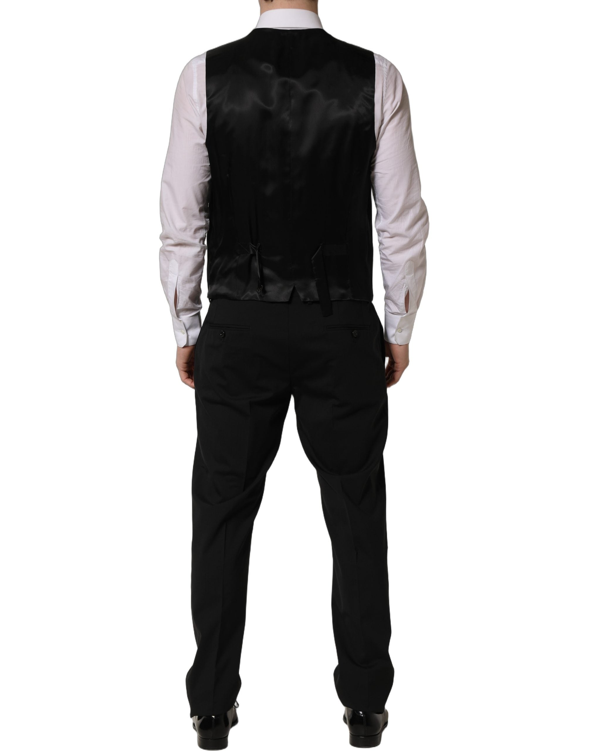 Dolce & Gabbana Schwarzer Woll-Anzug im Slim Fit-Stil, 3-teilig für Herren