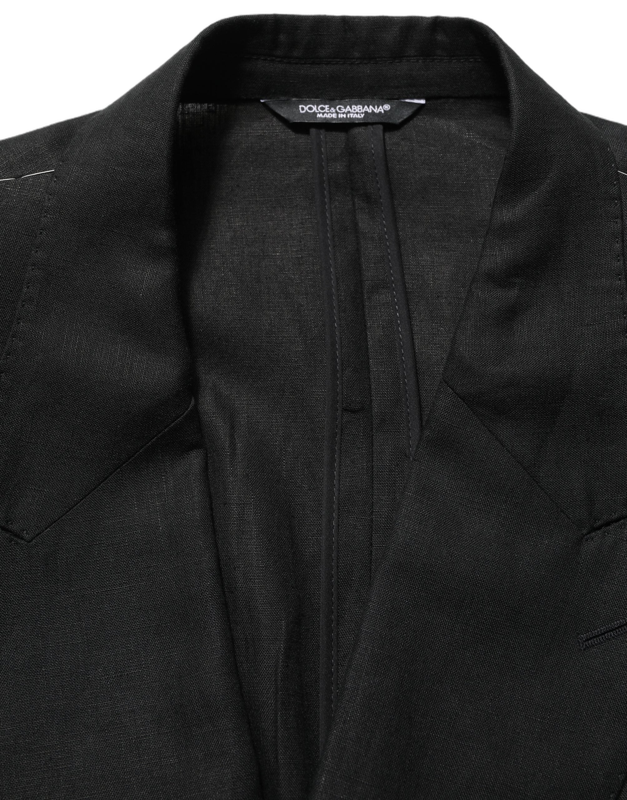 Dolce & Gabbana Schwarzer Leinen Anzug im Slim Fit Stil