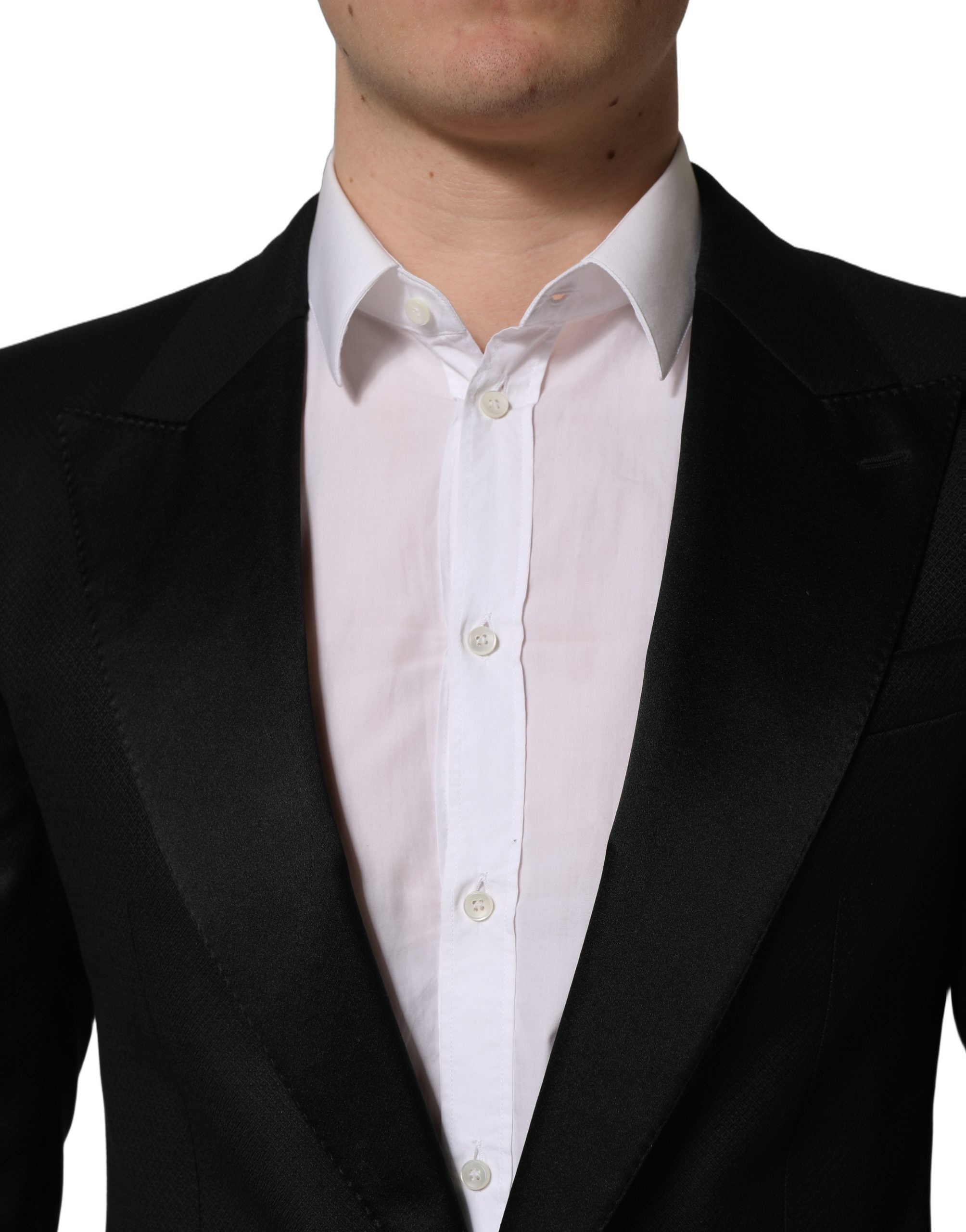 Dolce & Gabbana Schwarzer Woll-Anzug im Slim Fit für Herren, 2-teilig