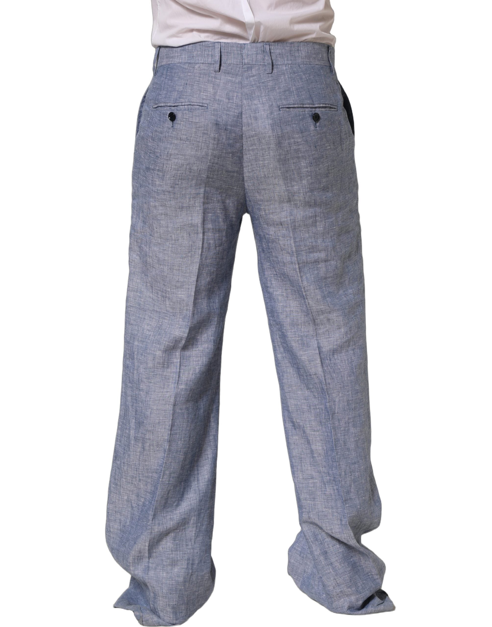 Dolce & Gabbana Hellblaue Leinenhose mit geradem Bein