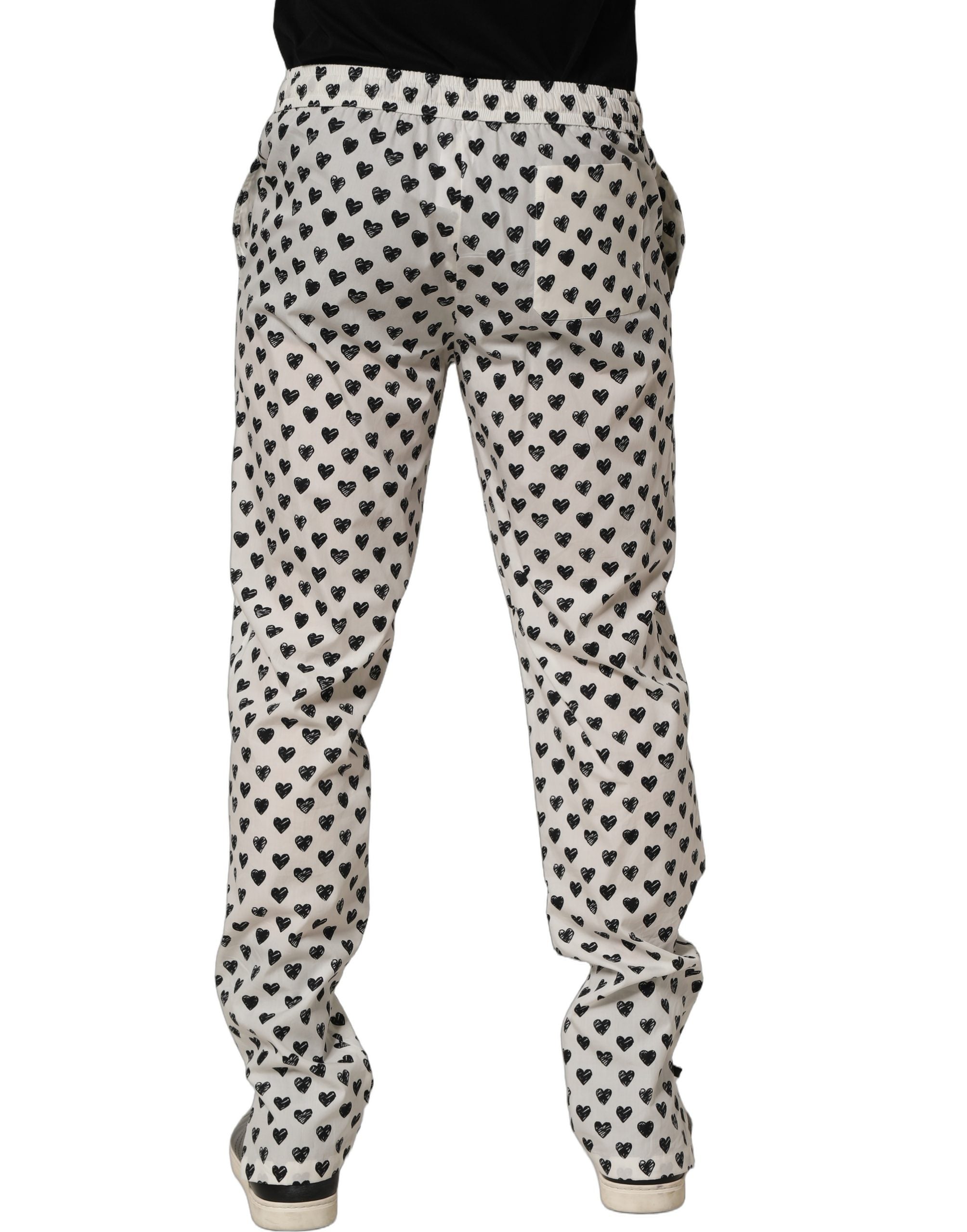 Dolce & Gabbana Weiße Herrenhose mit grafischem Herz-Print