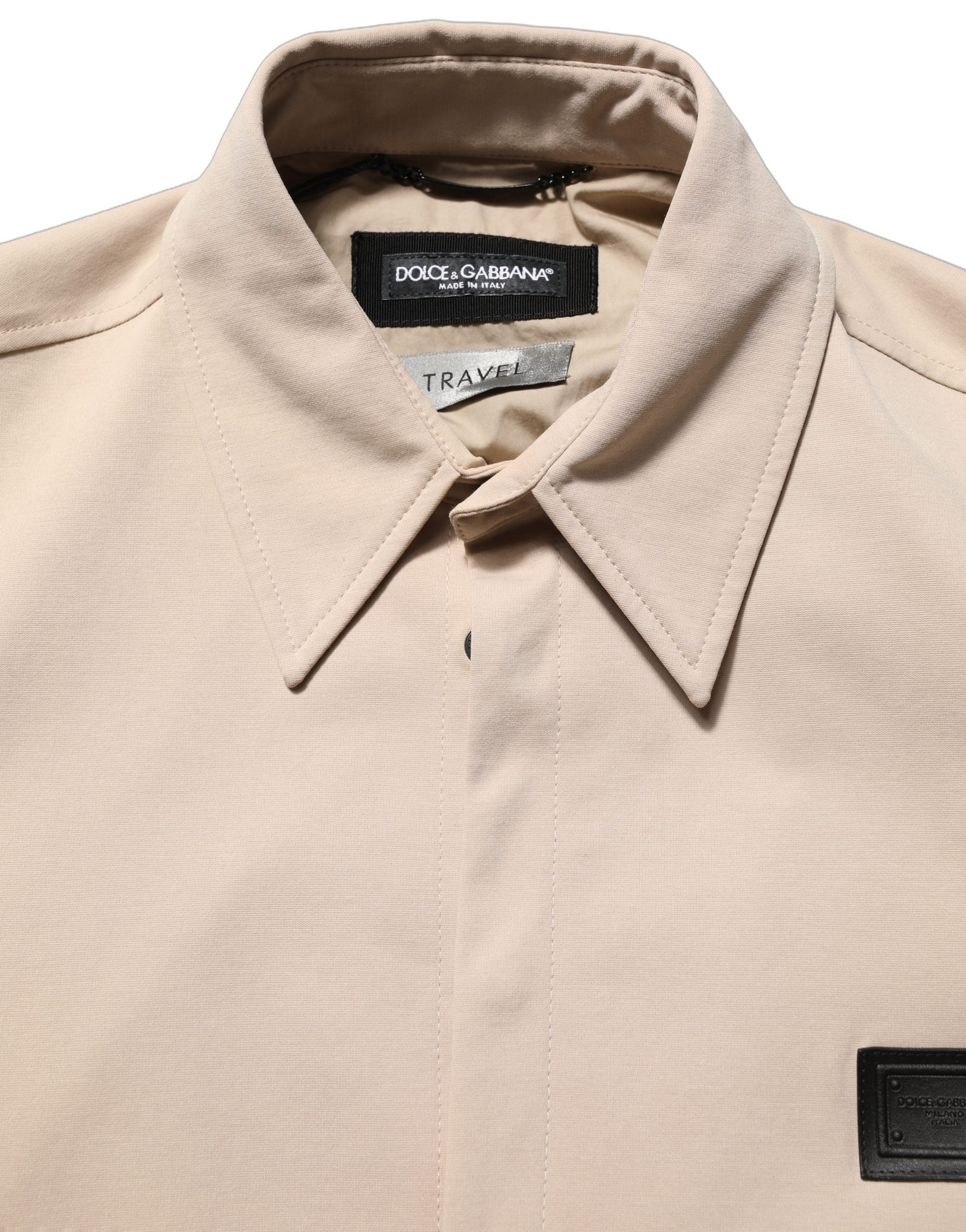 Dolce & Gabbana Beige Logo Overshirt aus Baumwolle für Herren