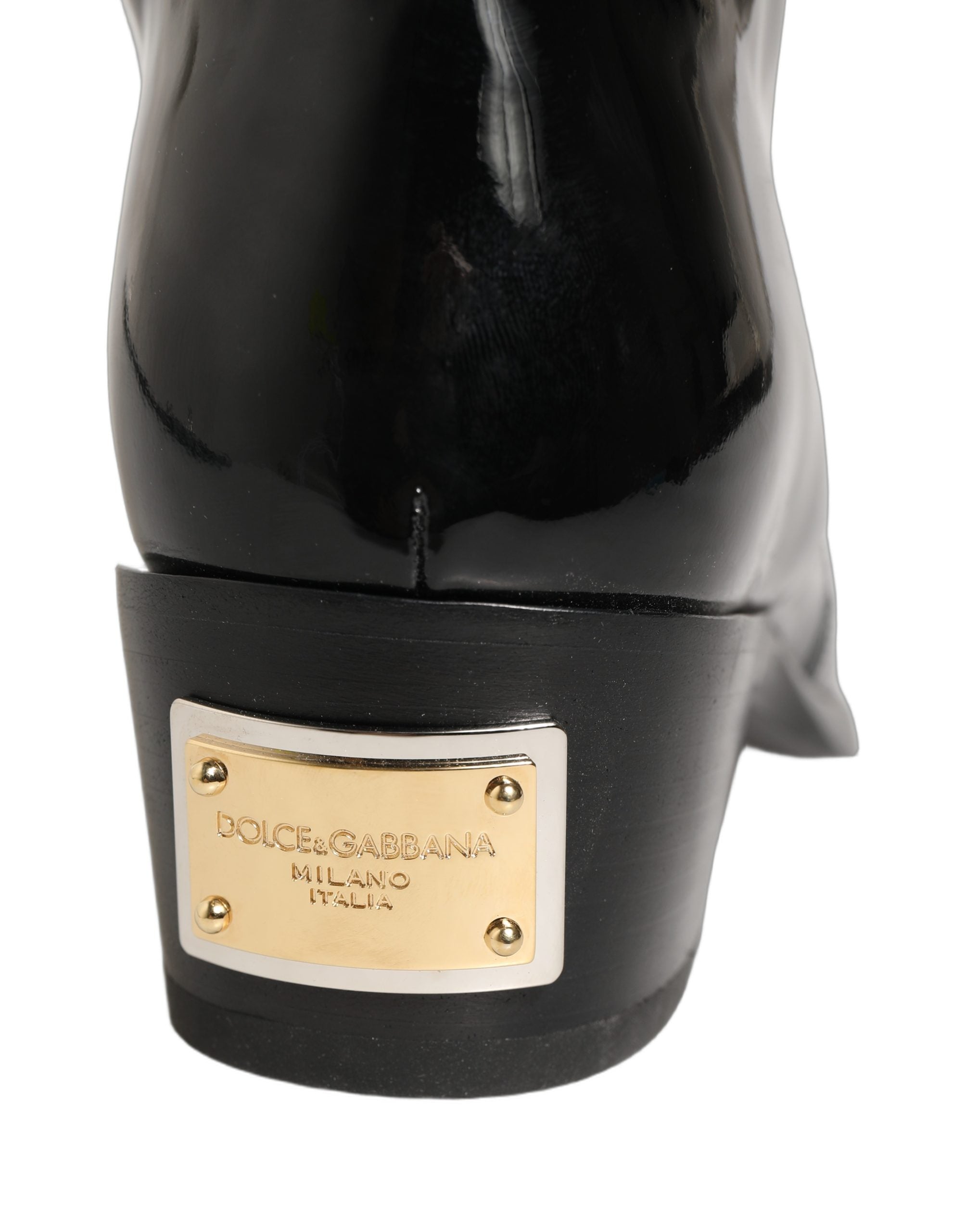 Dolce & Gabbana Schwarze Leder Stiefel mit niedrigem Blockabsatz