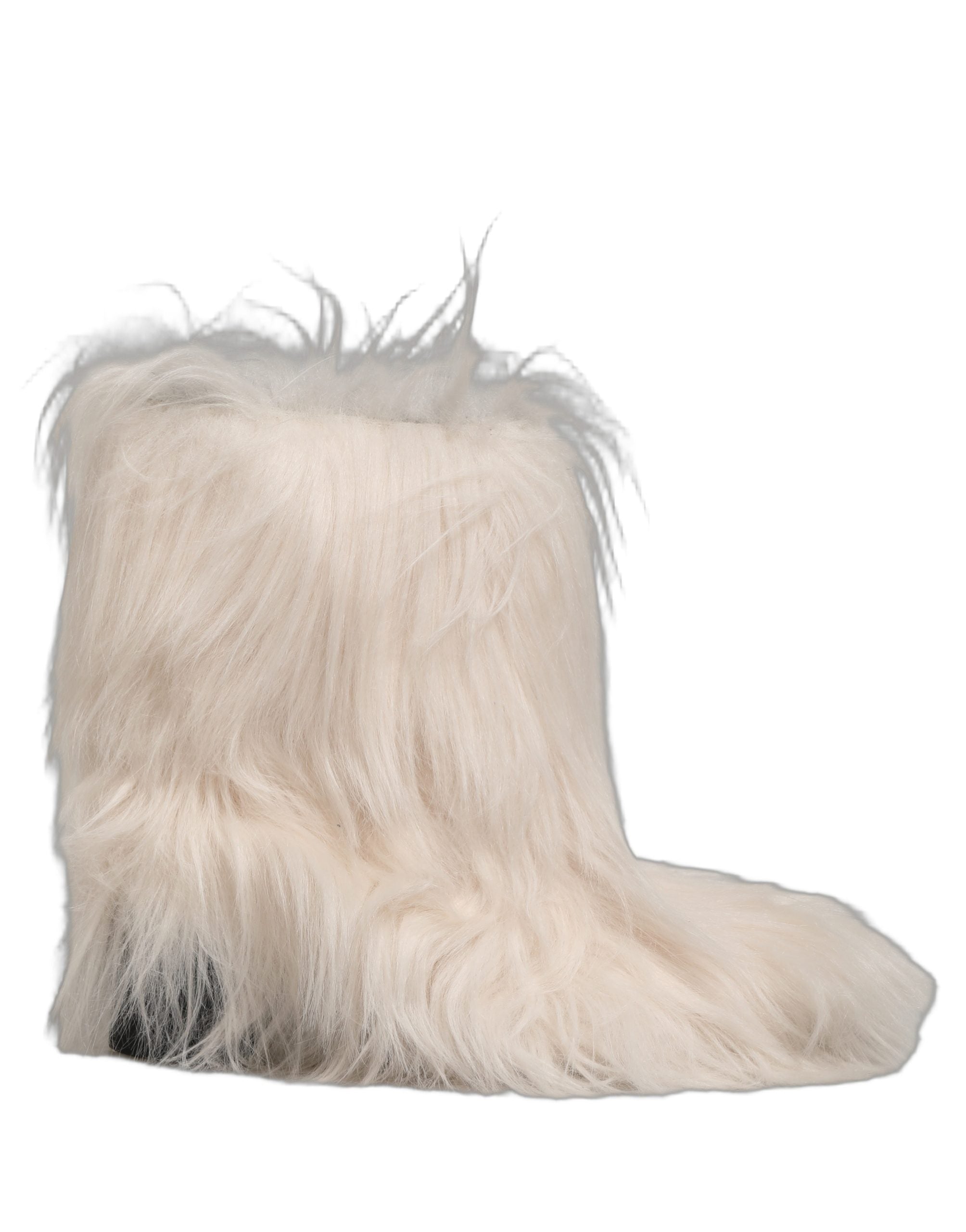 Dolce & Gabbana Weiße Mid-Calf-Stiefel aus Kunstpelz für Herren