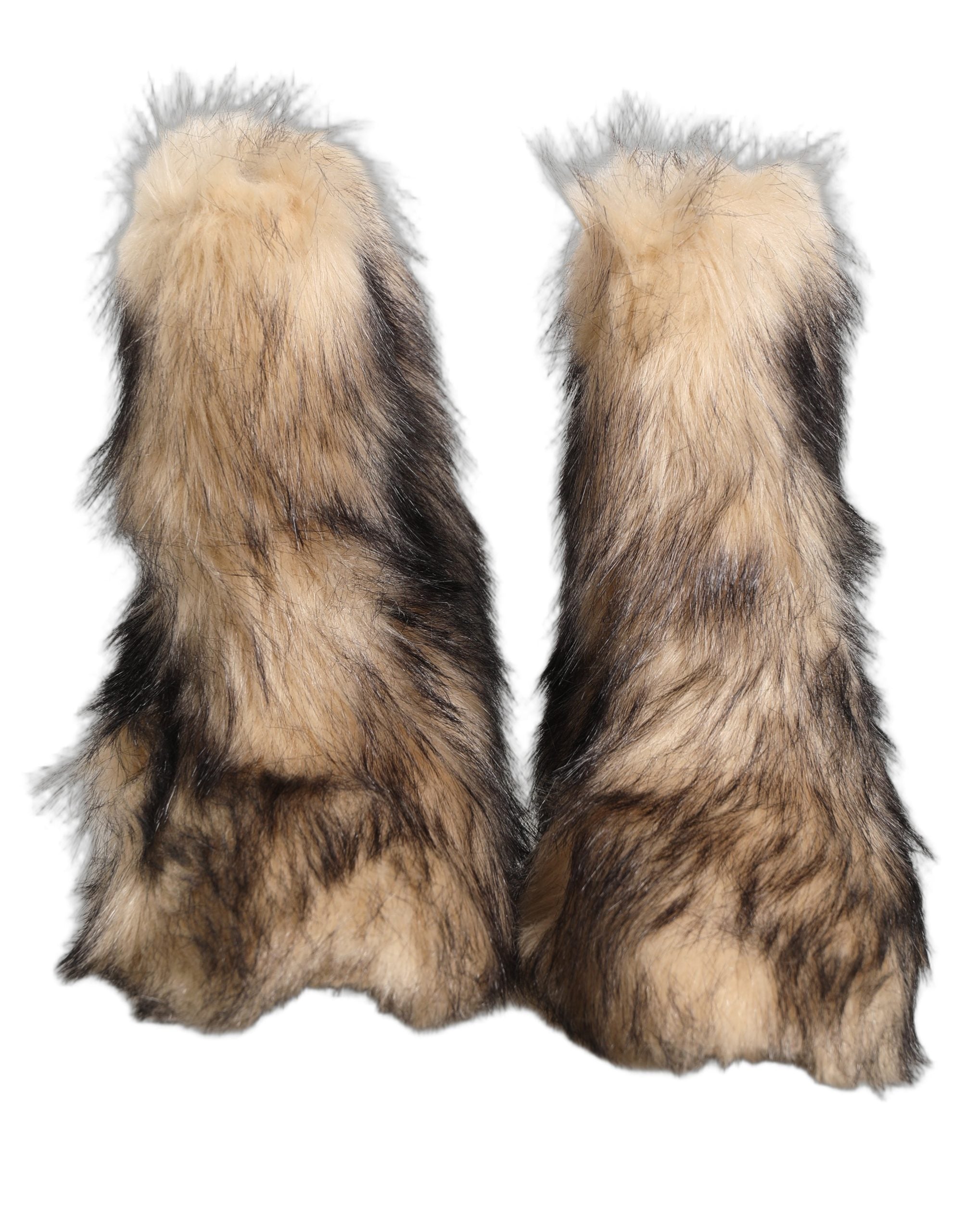 Dolce & Gabbana Braune Herren-Stiefel aus Kunstpelz, mittellang