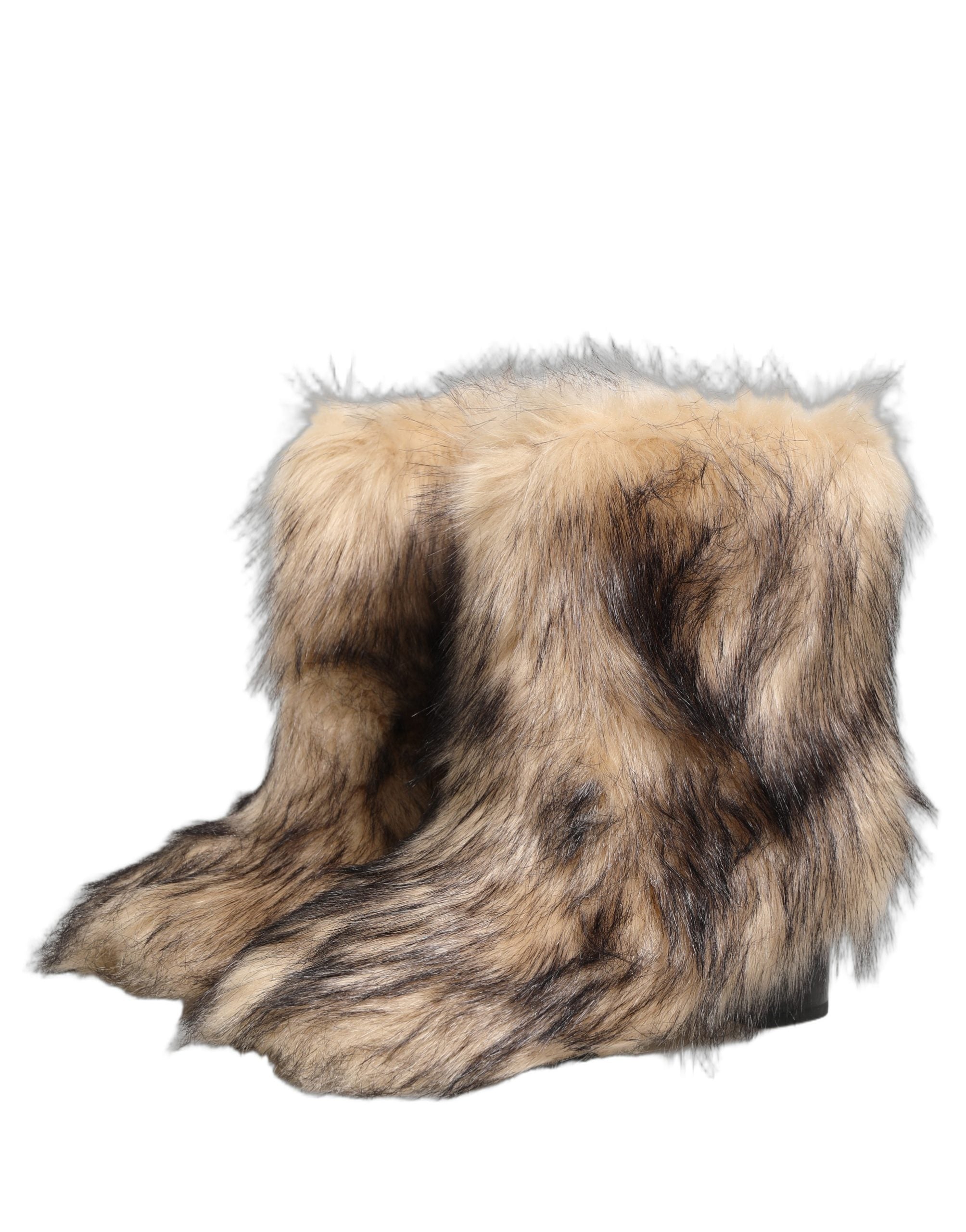 Dolce & Gabbana Braune Herren-Stiefel aus Kunstpelz, mittellang