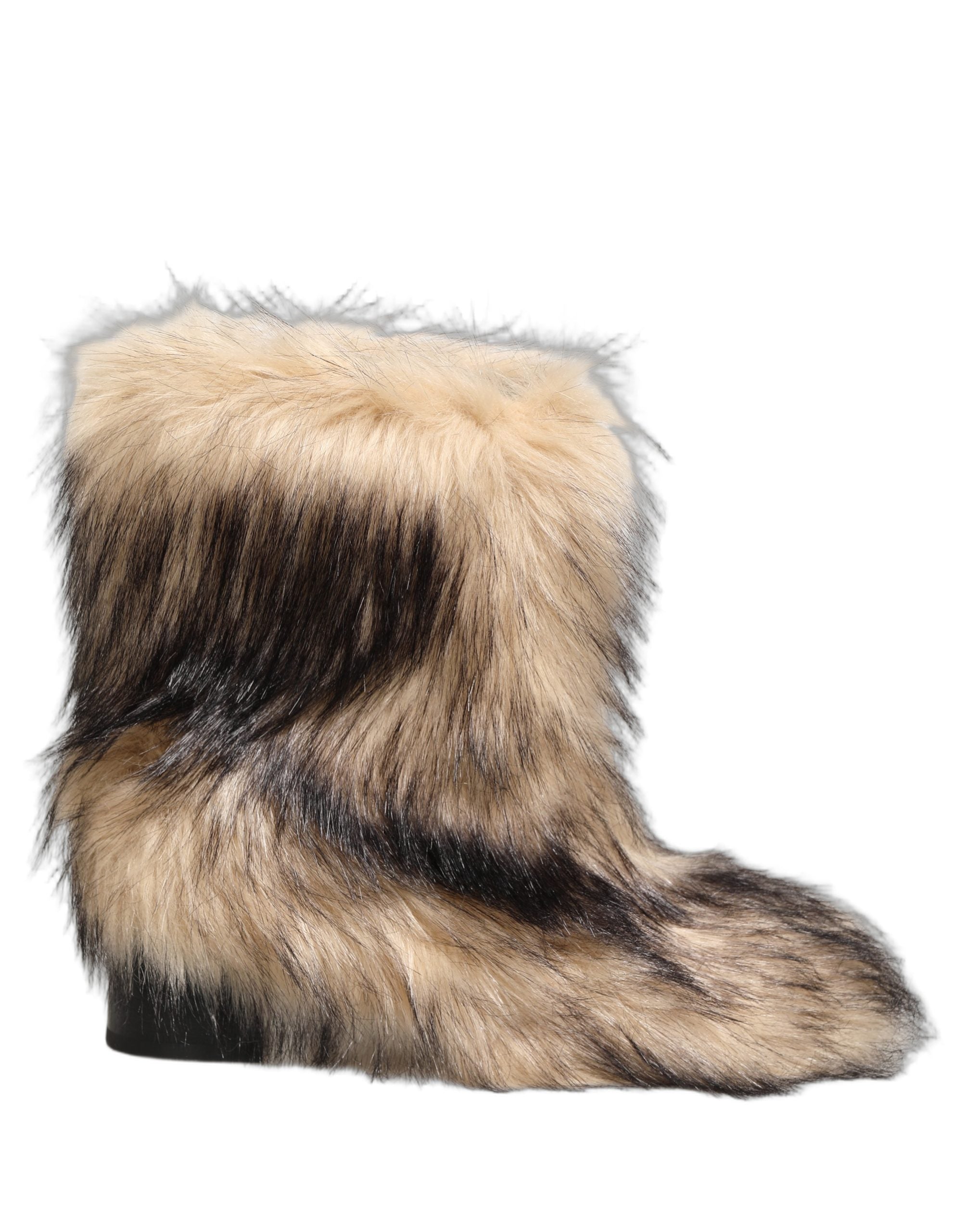 Dolce & Gabbana Braune Herren-Stiefel aus Kunstpelz, mittellang