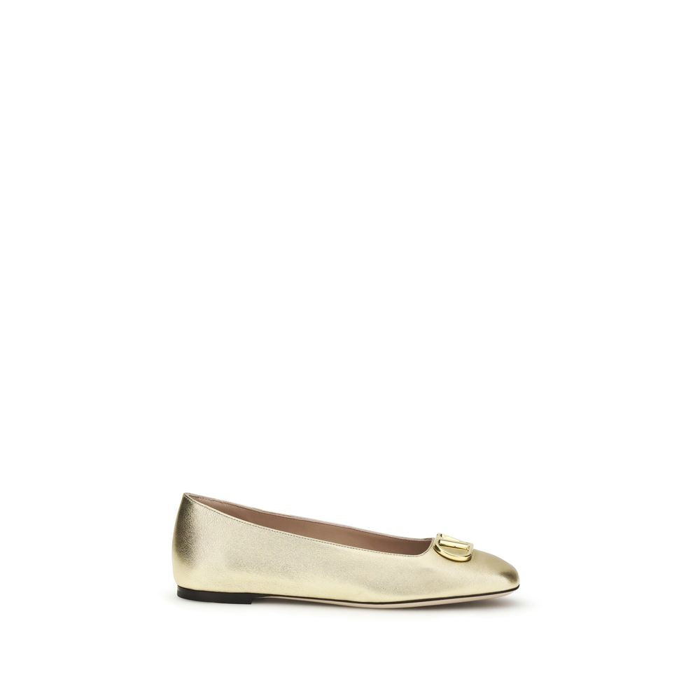 Valentino Garavani Ballerinas aus goldenem Nappa-Leder / Kalbsleder