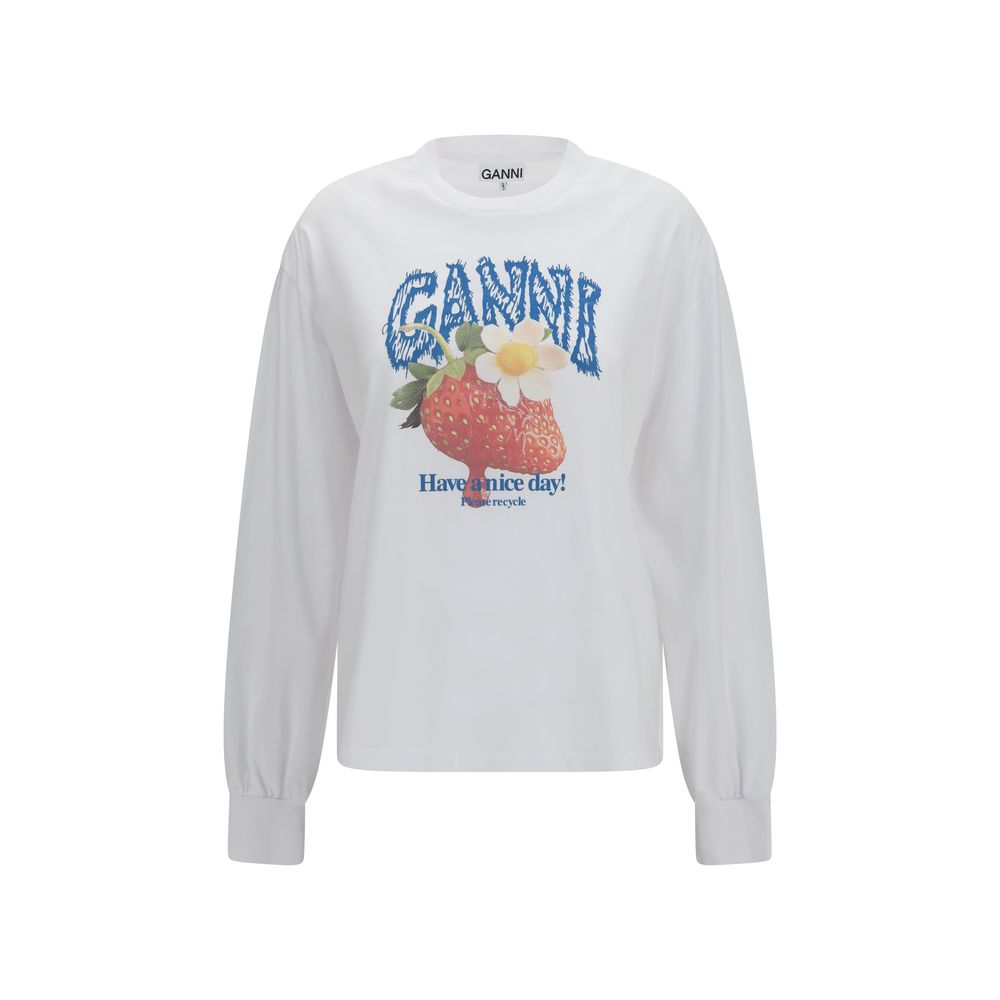 Ganni Weißes Baumwoll-Sweatshirt