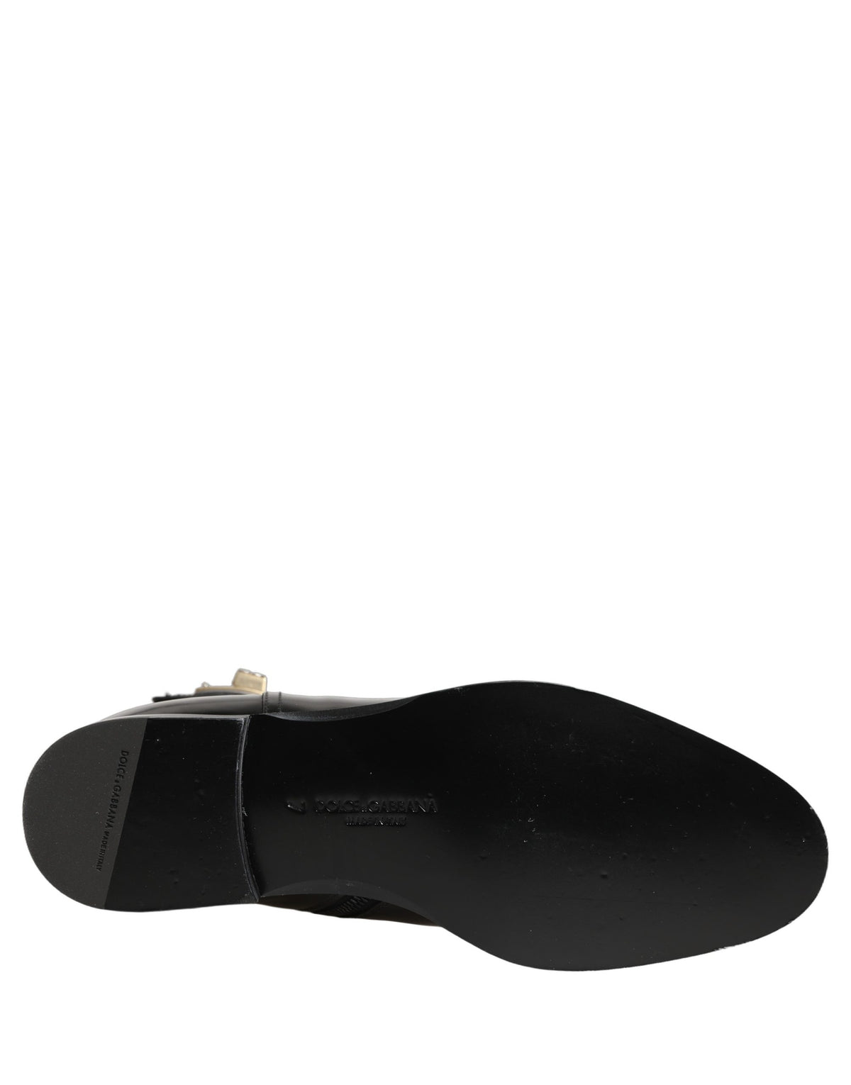 Dolce & Gabbana Schwarze Lederstiefel mit Logo-Schnalle, mittelhoher Schaft