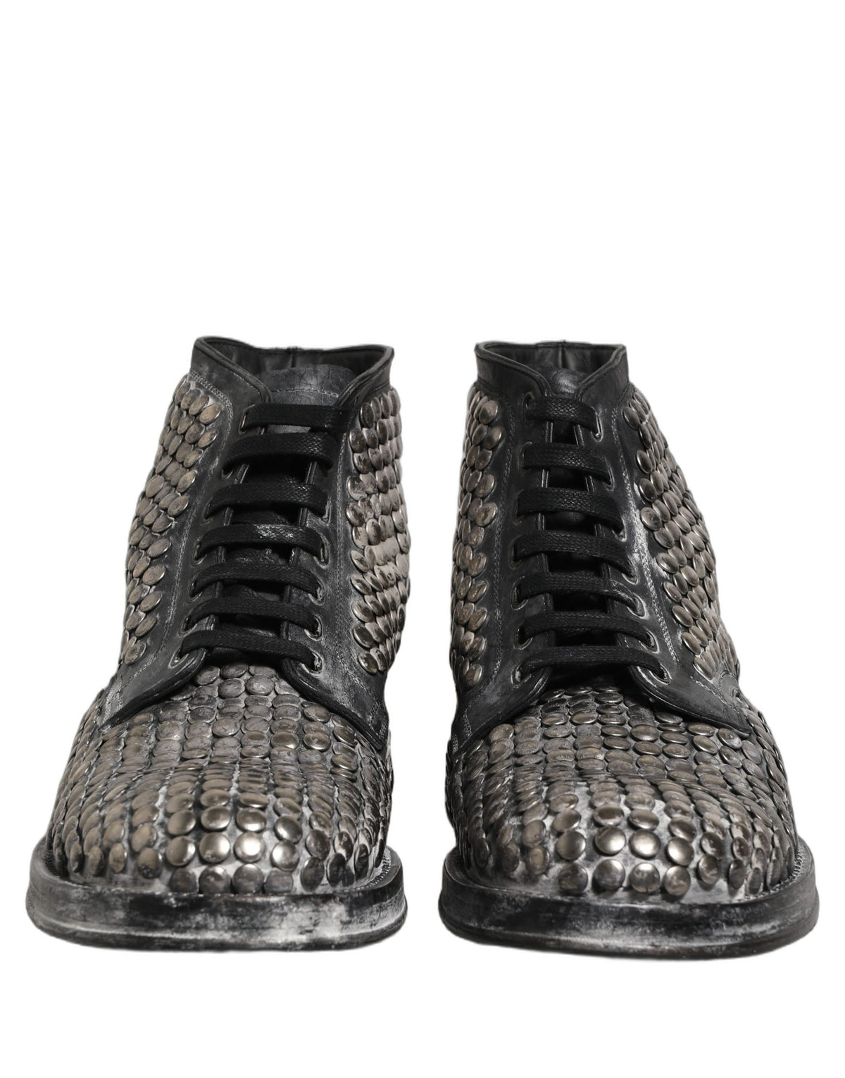 Dolce & Gabbana Schwarze Leder Stiefeletten mit Nieten vom Laufsteg