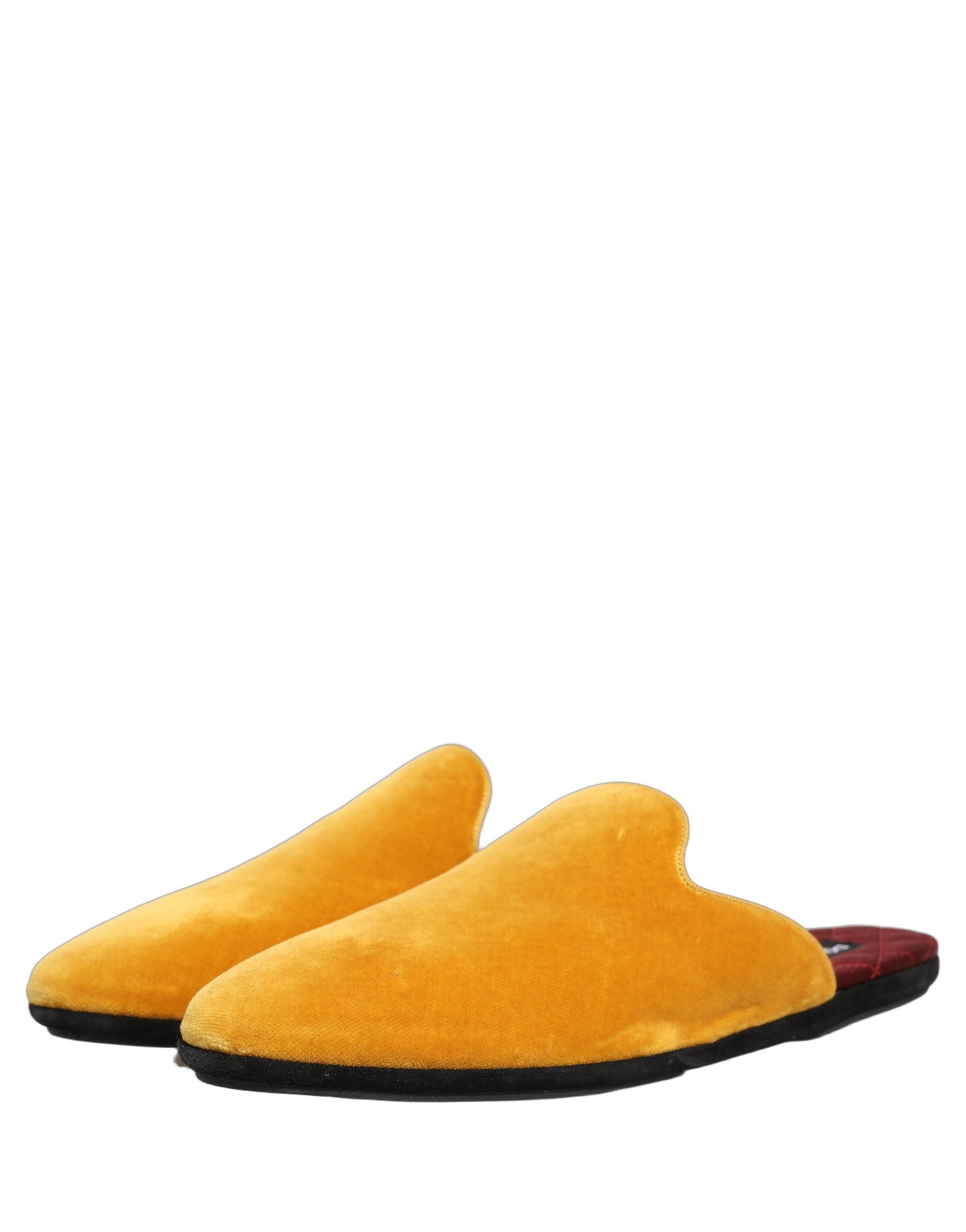 Dolce & Gabbana Gelbe Wildleder-Slipper, flache Herrenschuhe