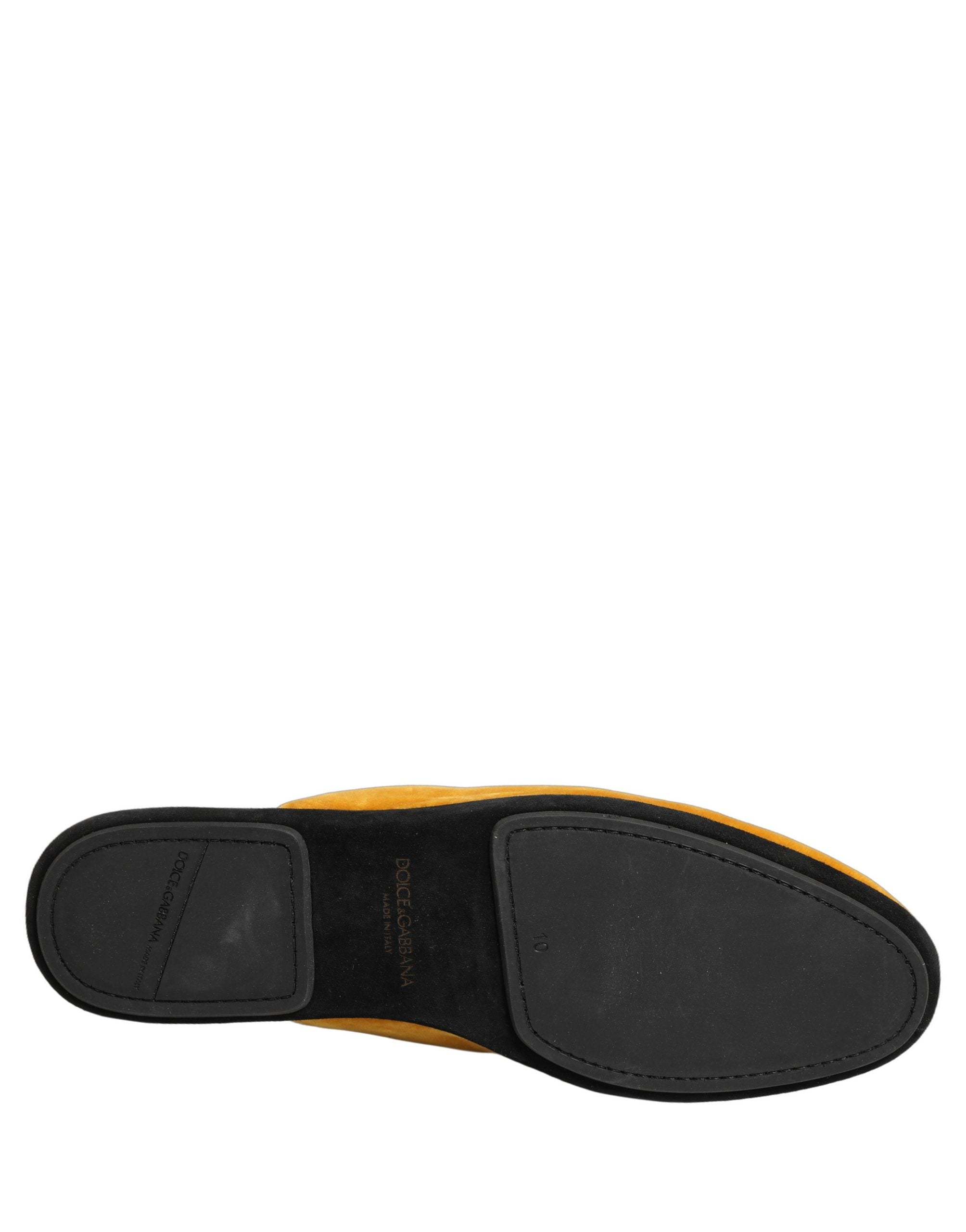 Dolce & Gabbana Gelbe Wildleder-Slipper, flache Herrenschuhe