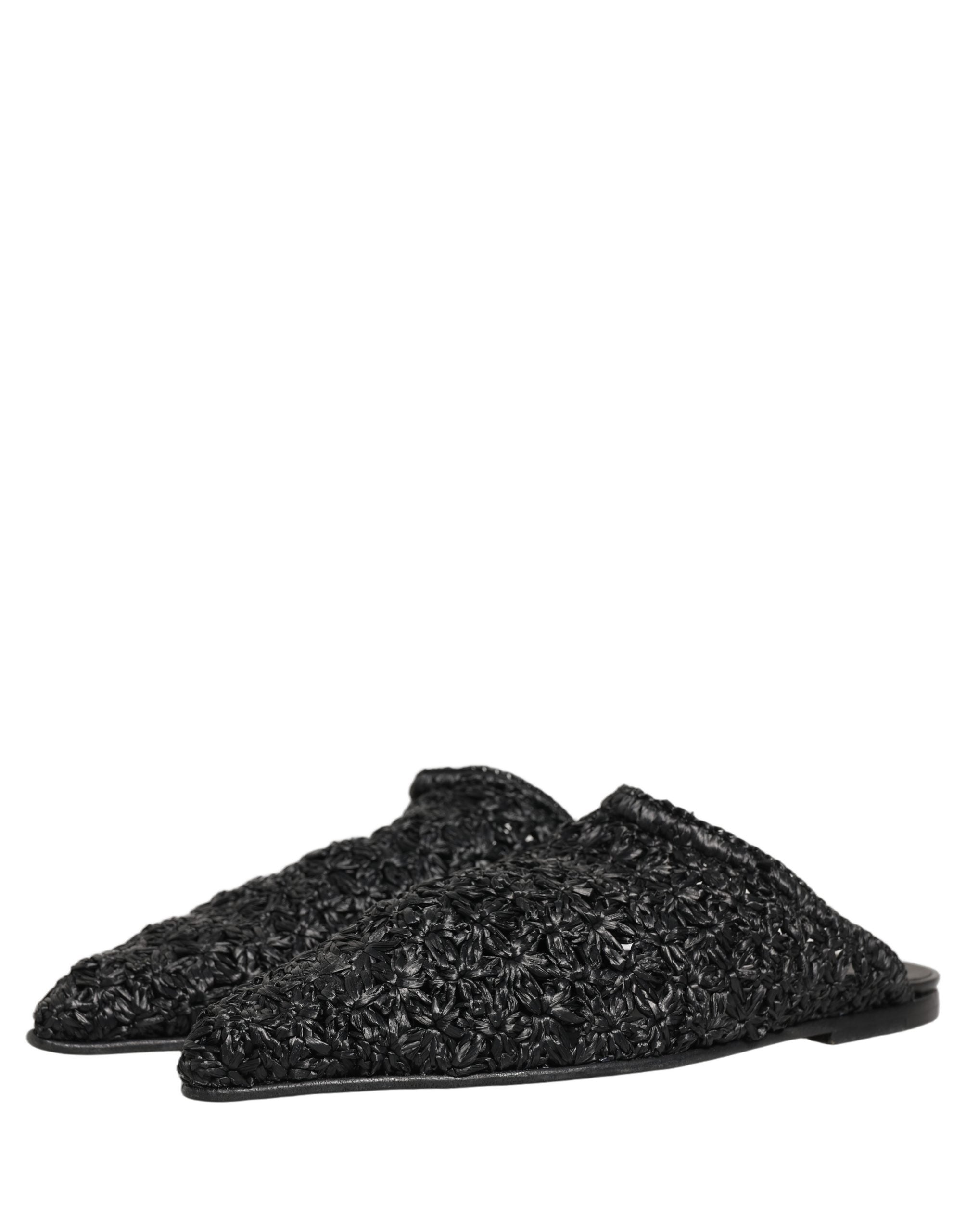 Dolce & Gabbana Schwarze Mules Pantoletten Herren Flats Schuhe