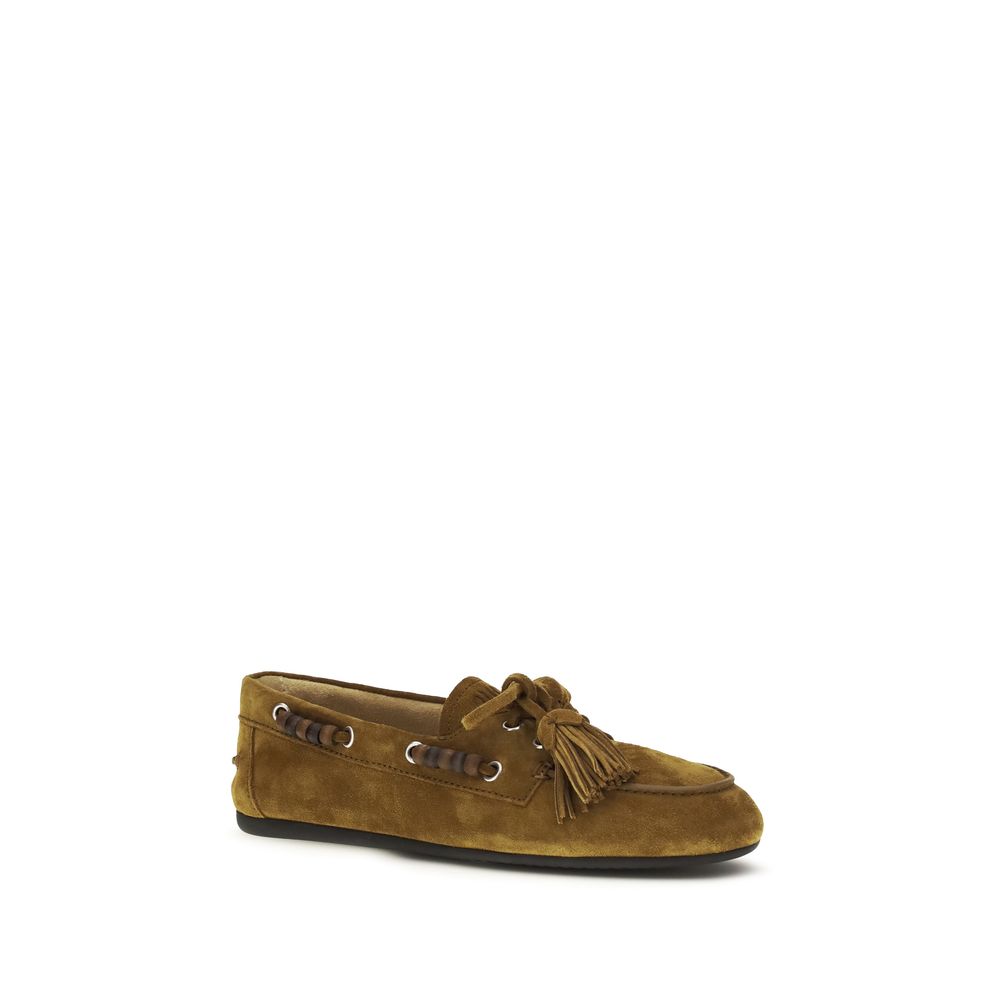 Miu Miu Beige Kalbsleder Bos Taurus Slipper-Loafer