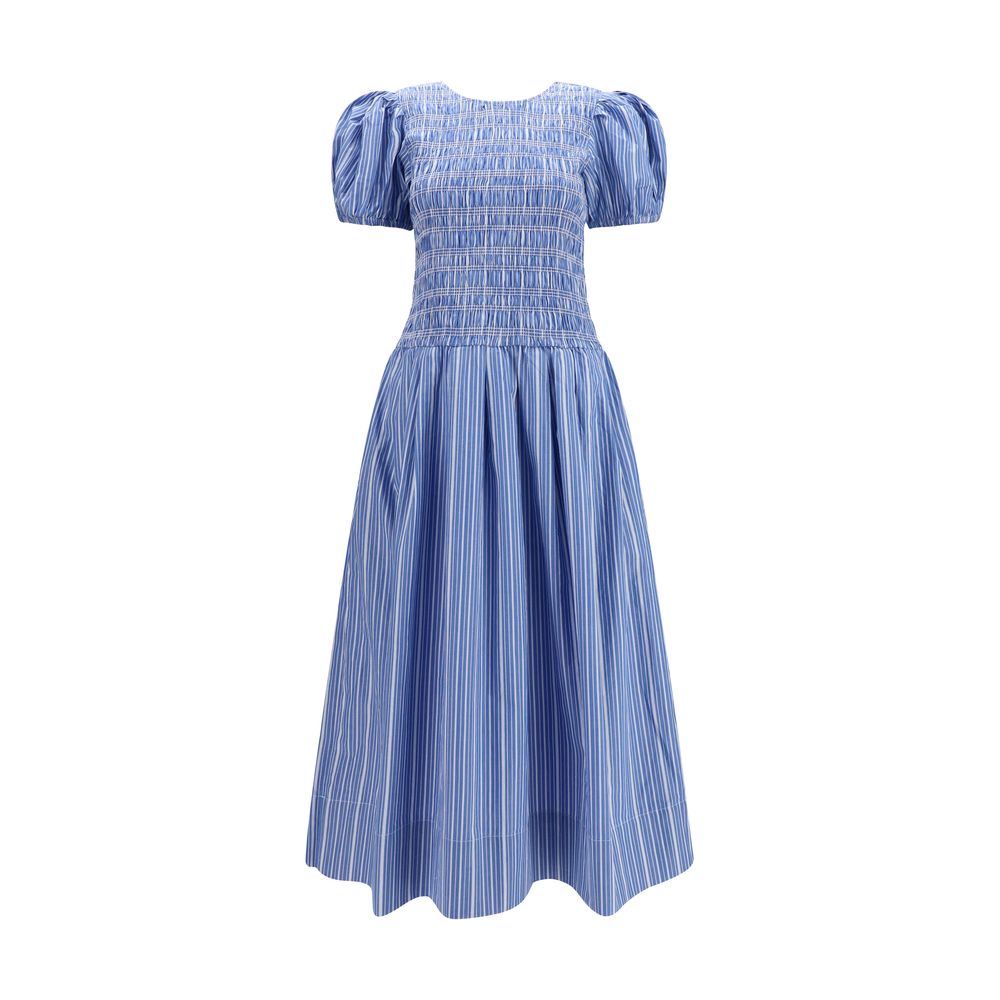 Ganni Blaues Baumwoll-Freizeitkleid
