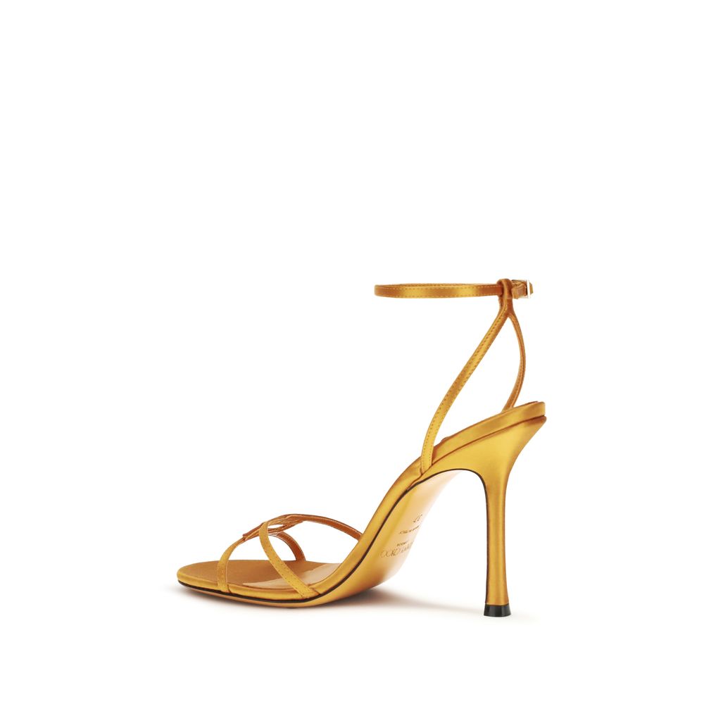 Jimmy Choo Orange Seiden-Stiletto-Sandalen