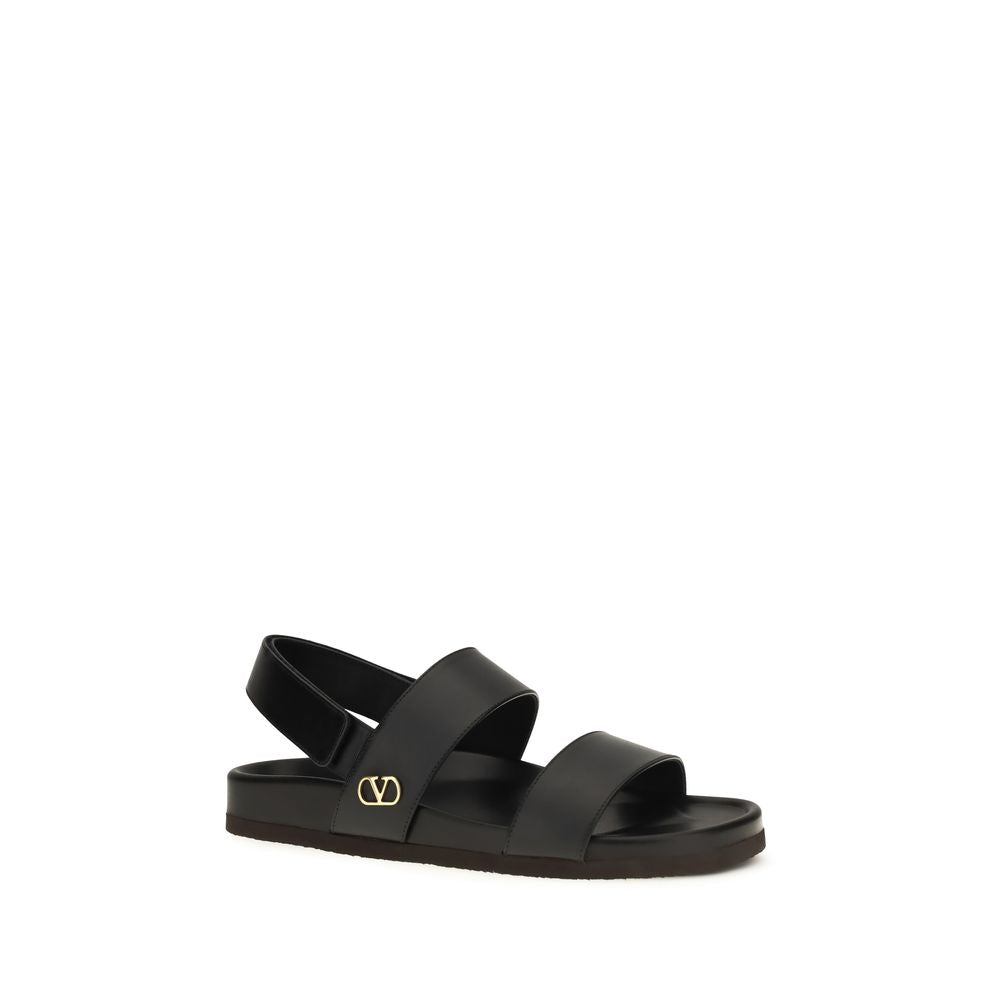 Valentino Garavani Schwarze Bos Taurus Kalbsleder-Sandalen