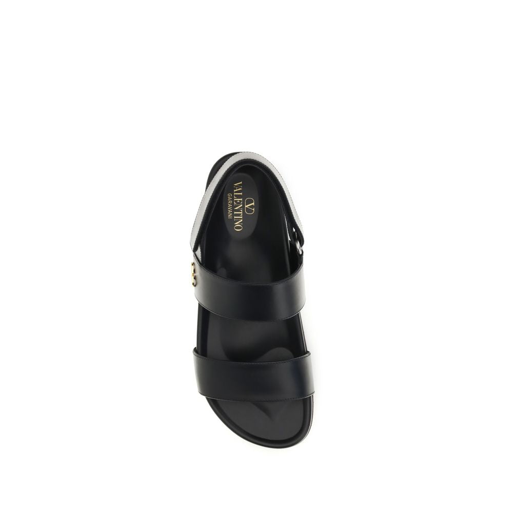 Valentino Garavani Schwarze Bos Taurus Kalbsleder-Sandalen