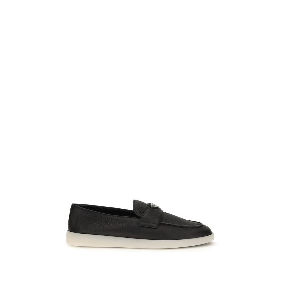 Prada Schwarze "Bos Taurus" Kalbsleder Loafer zum Hineinschlüpfen