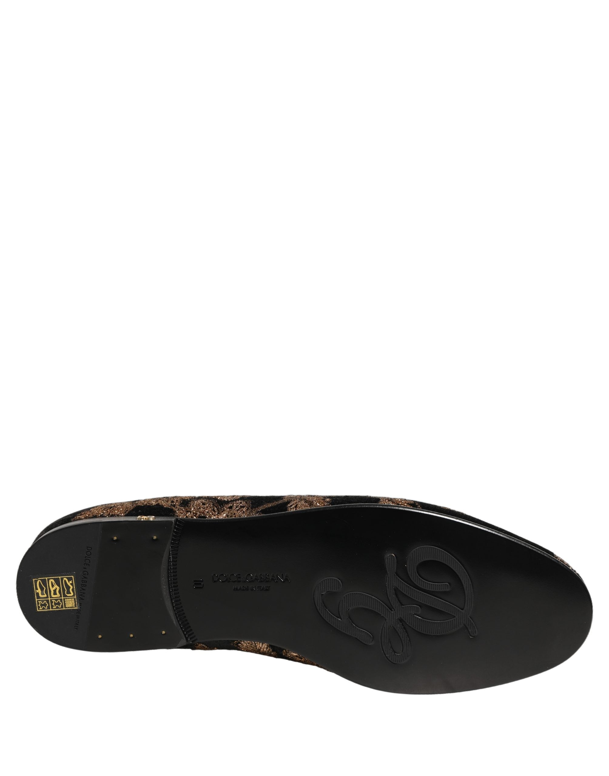 Dolce & Gabbana Schwarze Loafer aus Jacquard mit Blumenmuster