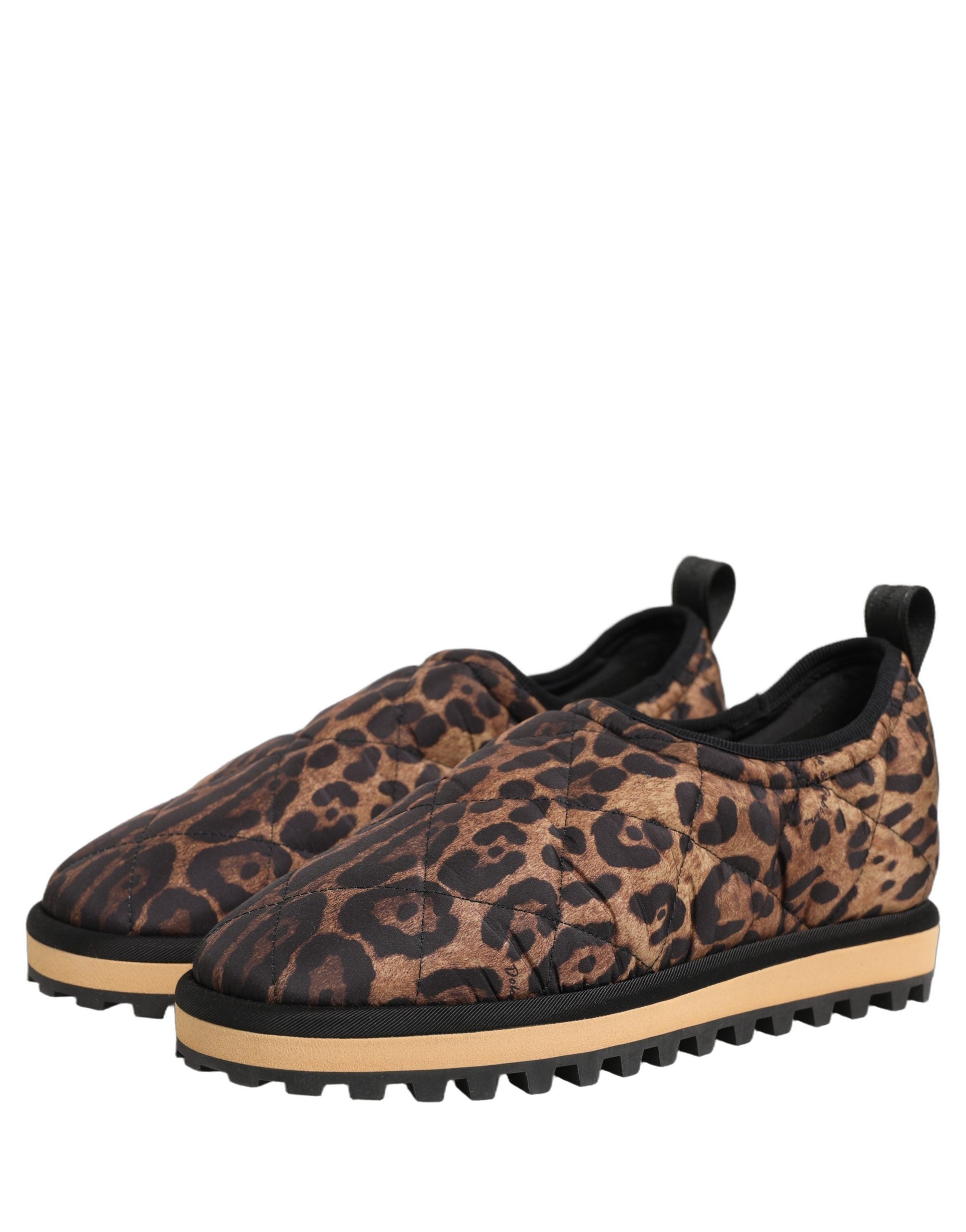 Dolce & Gabbana Braune Herren-Sneaker mit Leo-Print und Steppung