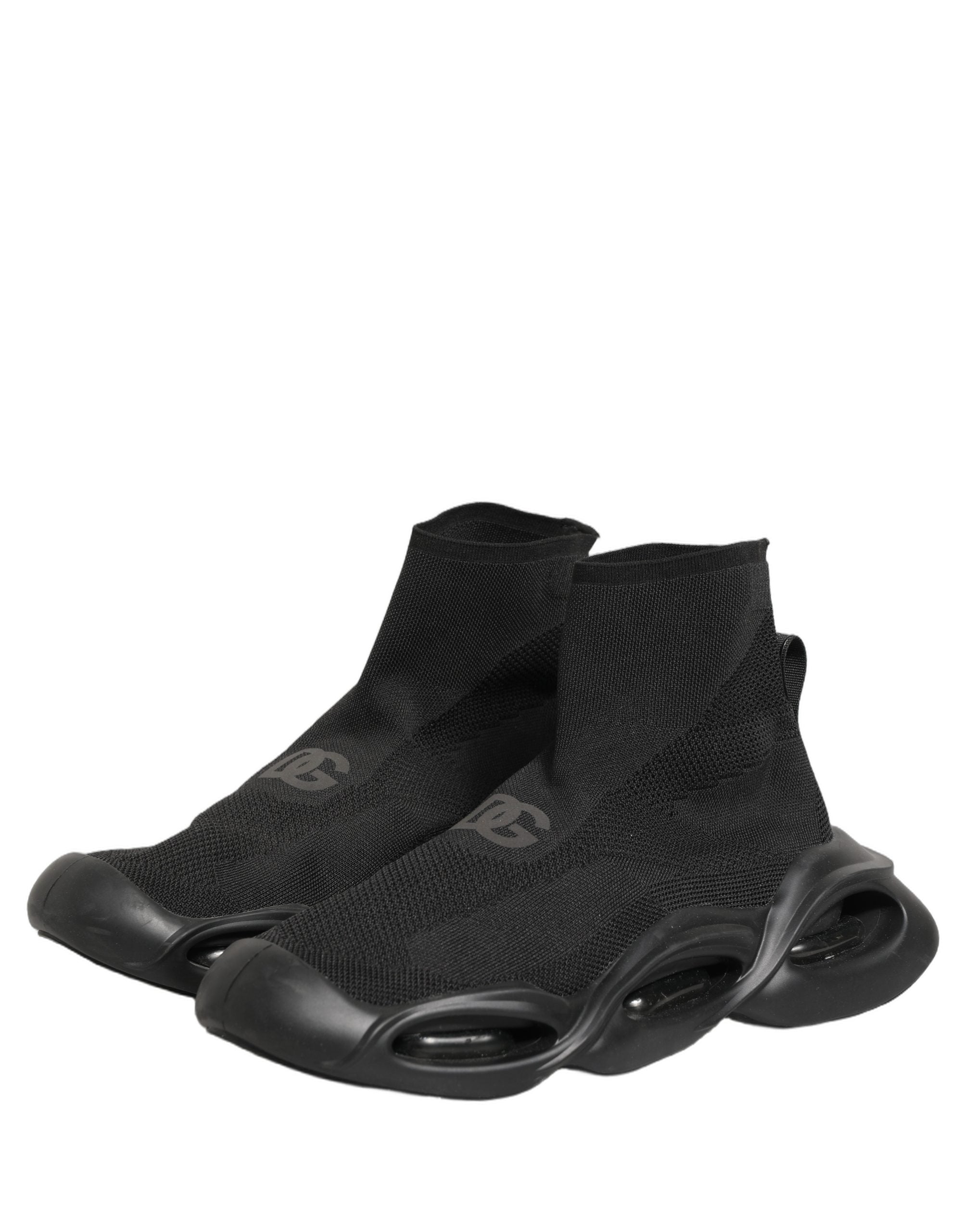 Dolce & Gabbana Schwarze Slipper-Sneaker mit Wellenmuster für Herren