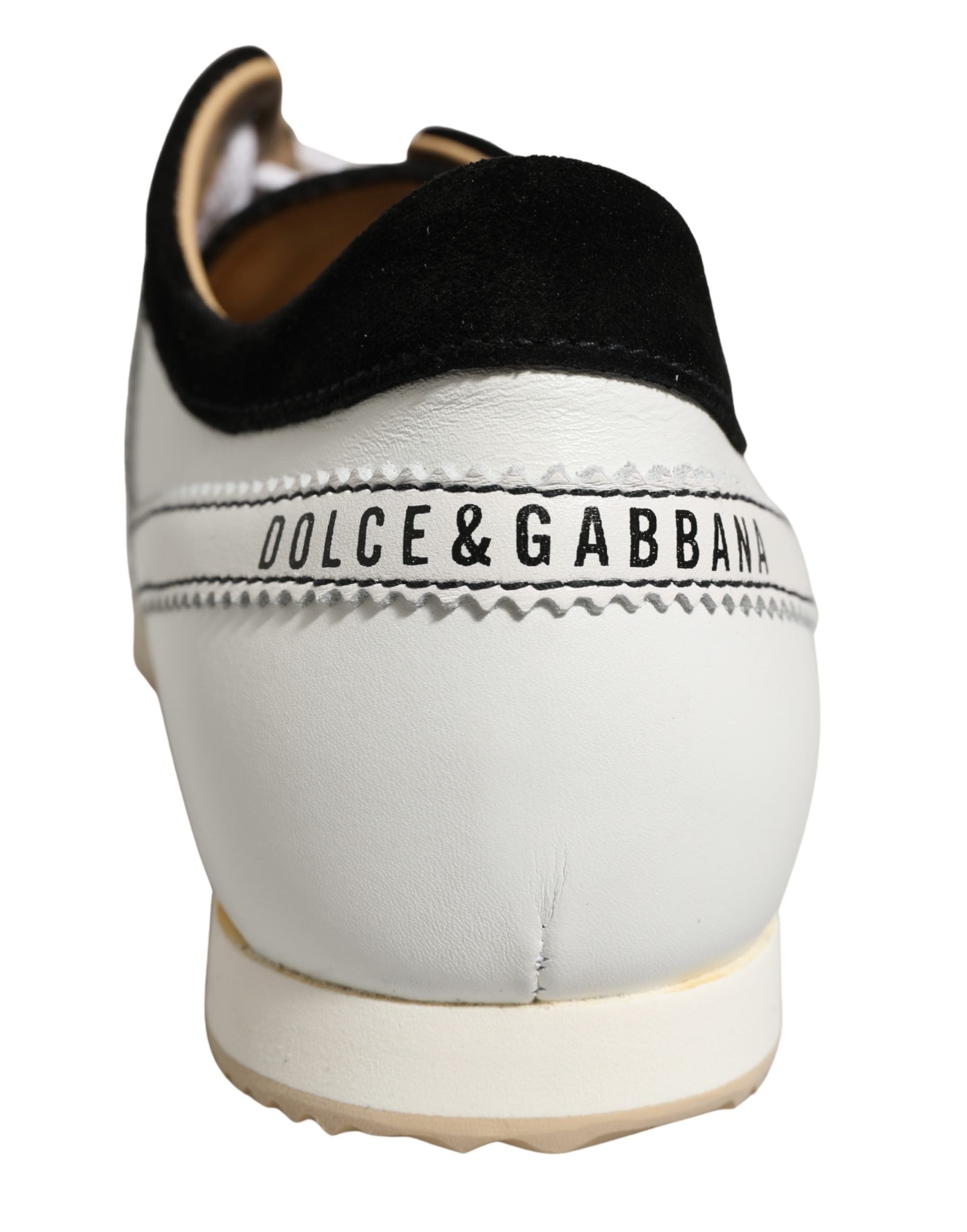 Dolce & Gabbana Schwarze Weiße Leder Wildleder Low-Top Sneaker Schuhe