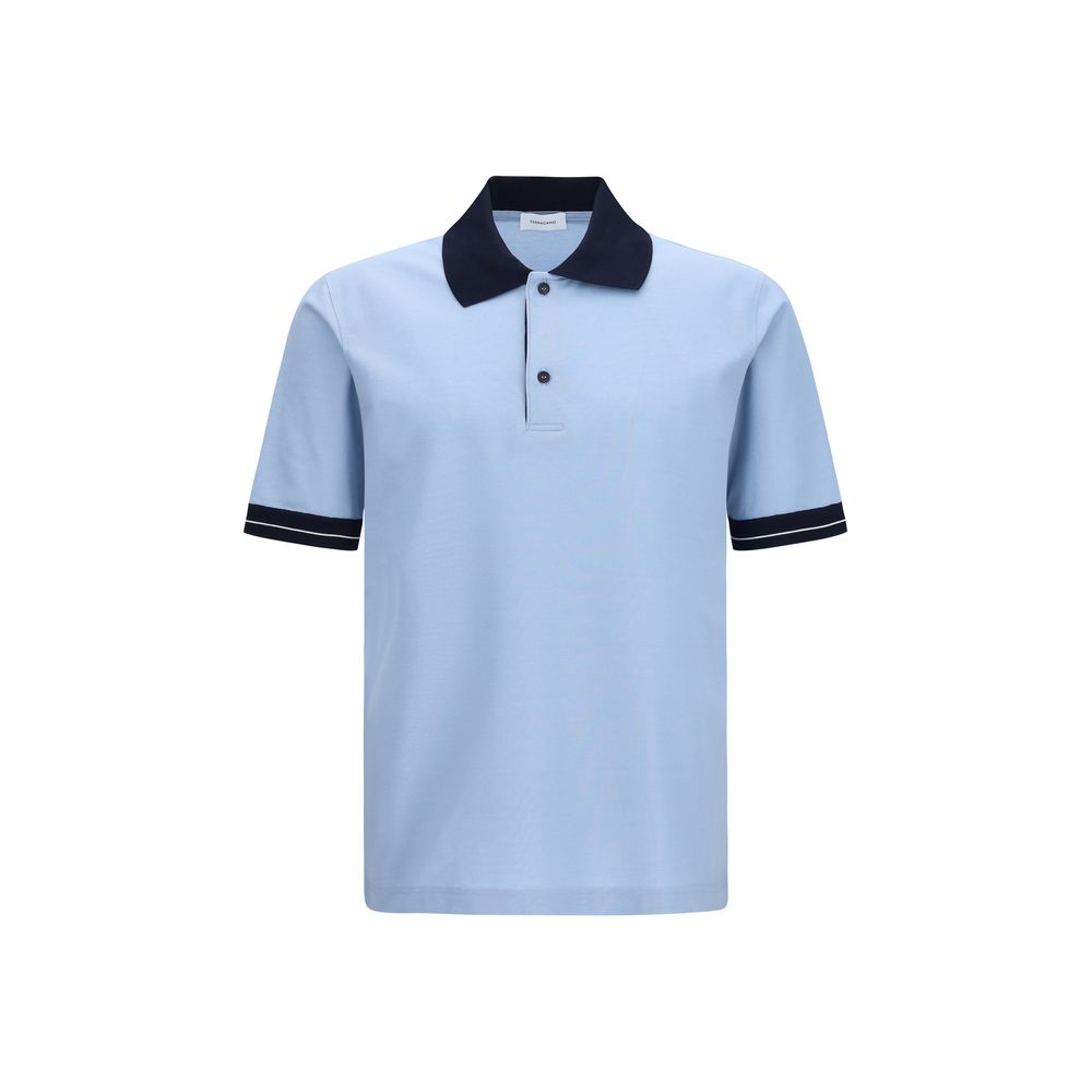 Ferragamo Blaues Baumwoll-Polohemd
